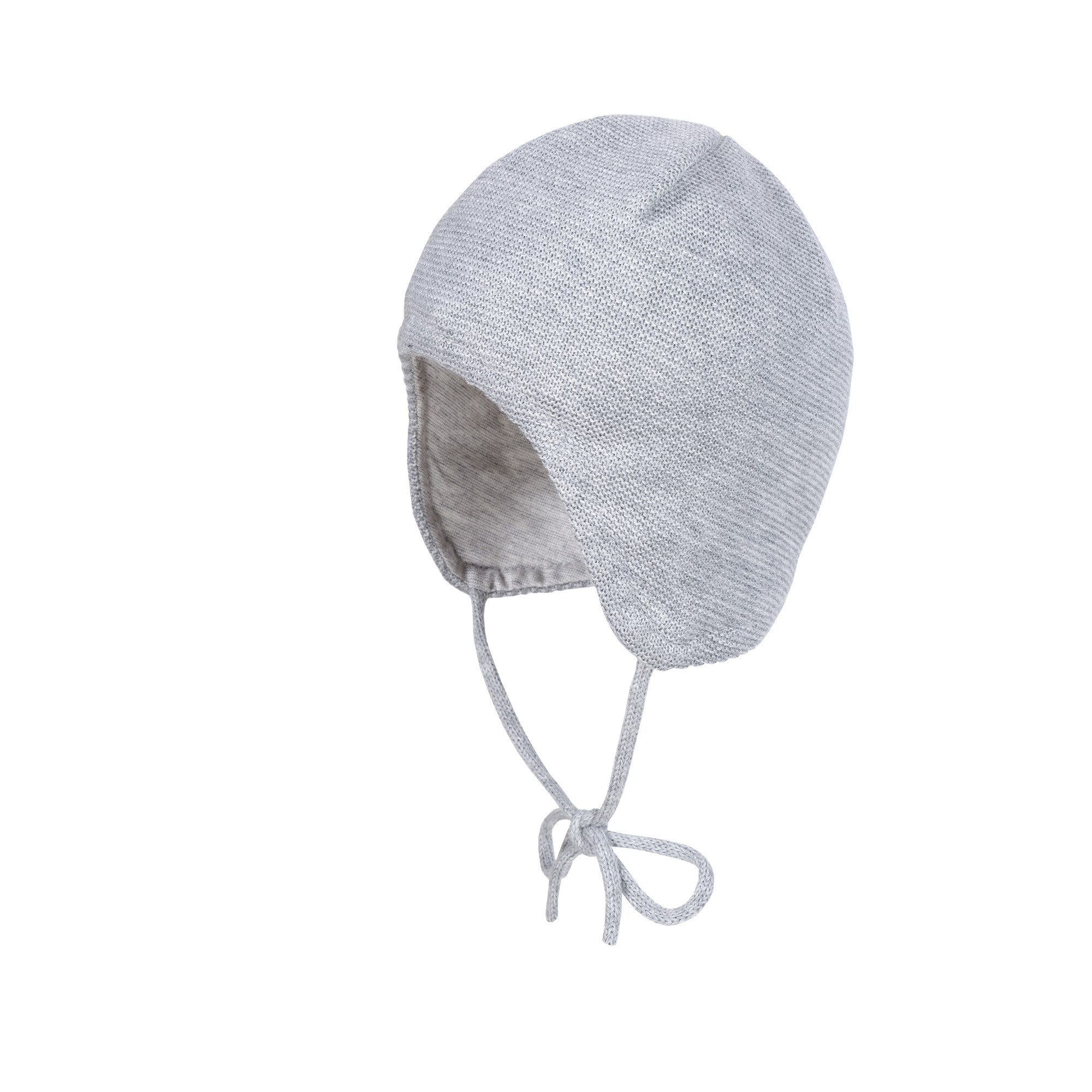Strickmütze GOTS BABY-Mütze ausgenäht LL-Struktur, Bindeband, Jerseyfutter