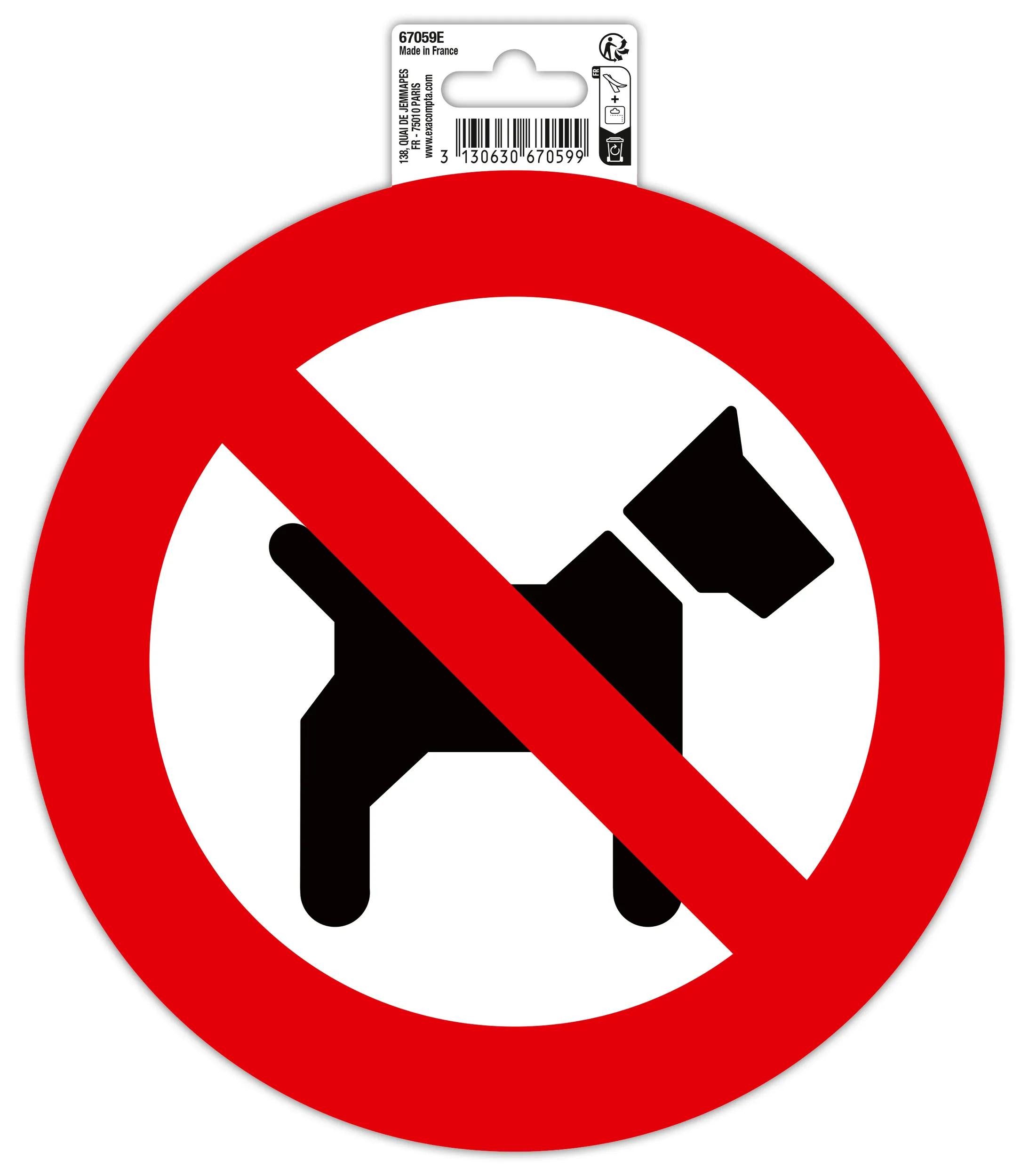 EXACOMPTA Warnschild Hinweisschild selbstklebend, PVC, Hunde verboten 20cm - Rot - 67059E, Sockel
