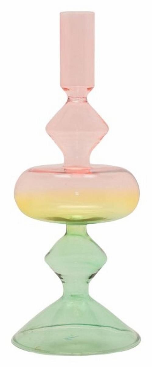 EJA International Kerzenhalter Glas - Grün, Pink, Gelb (1 St), 23 x 9 x 9 cm