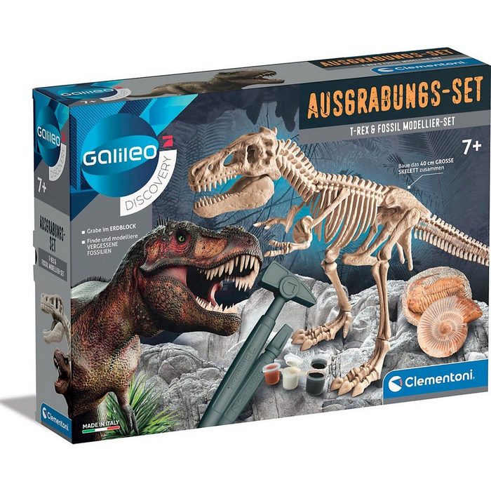 Clementoni® Lernspielzeug Galileo Discovery - Ausgrabungs-Set T-Rex & Fossil Modellier-Set