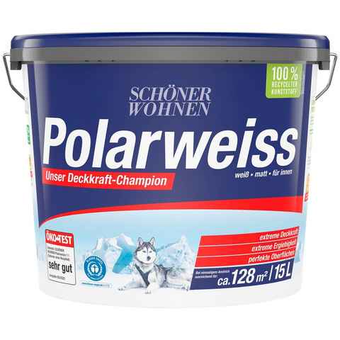 SCHÖNER WOHNEN FARBE Wand- und Deckenfarbe Polarweiss, 15 Liter, mit Spritzfrei-Formel - konservierungsmittelfrei