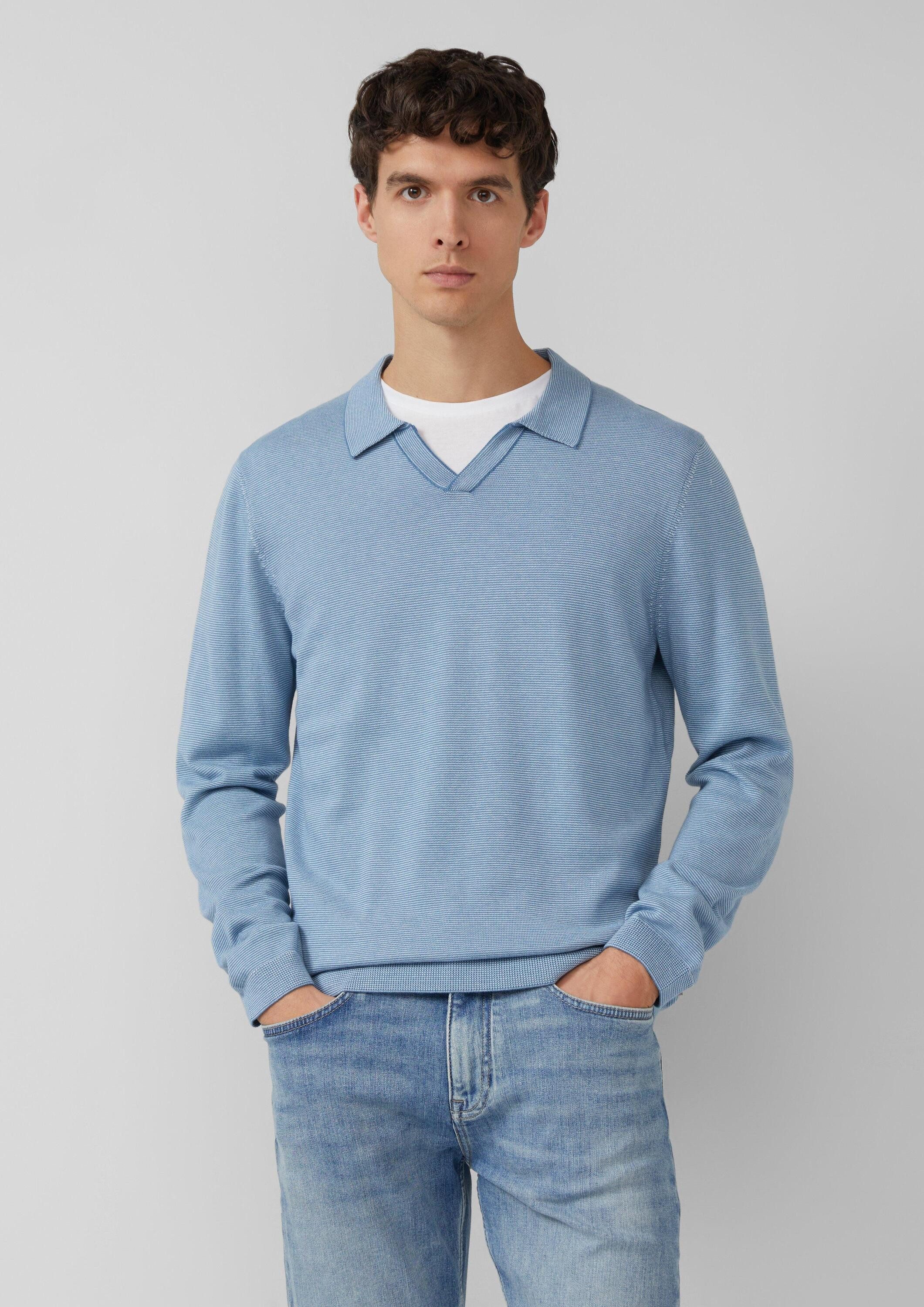 s.Oliver Longpullover Вязаные свитера Fein gestreifter Пуловеры mit Polokragen und abgesetzten Bündchen