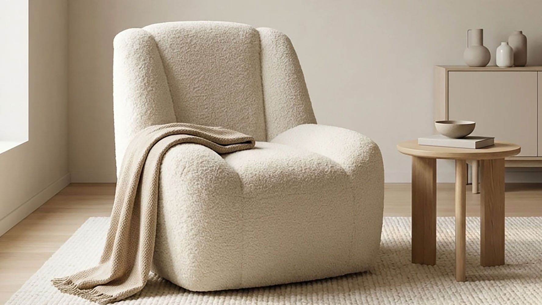 DOMO collection Sessel Ryos, organische Form, skulpturale Opik, cozy chic