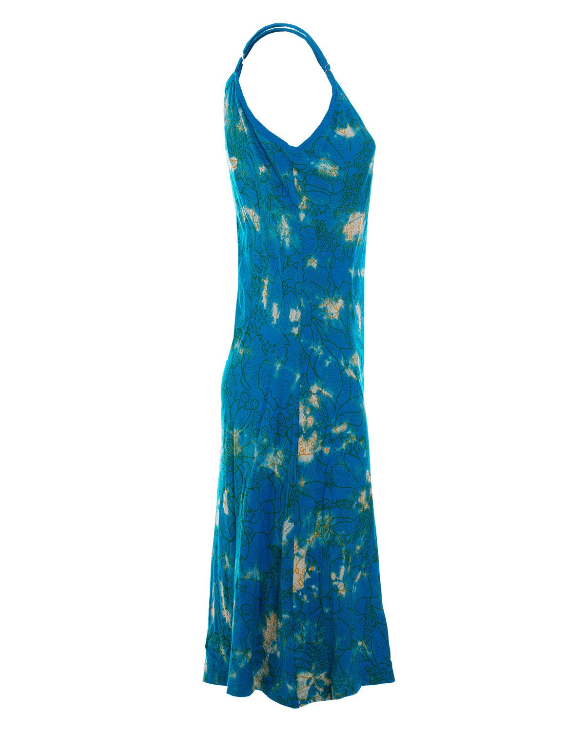 Vishes Midikleid Damen Kleid Batik Jersey Spaghettiträger Blumenprint Alternative Mode, Boho, Hippie, Ethno, Festival