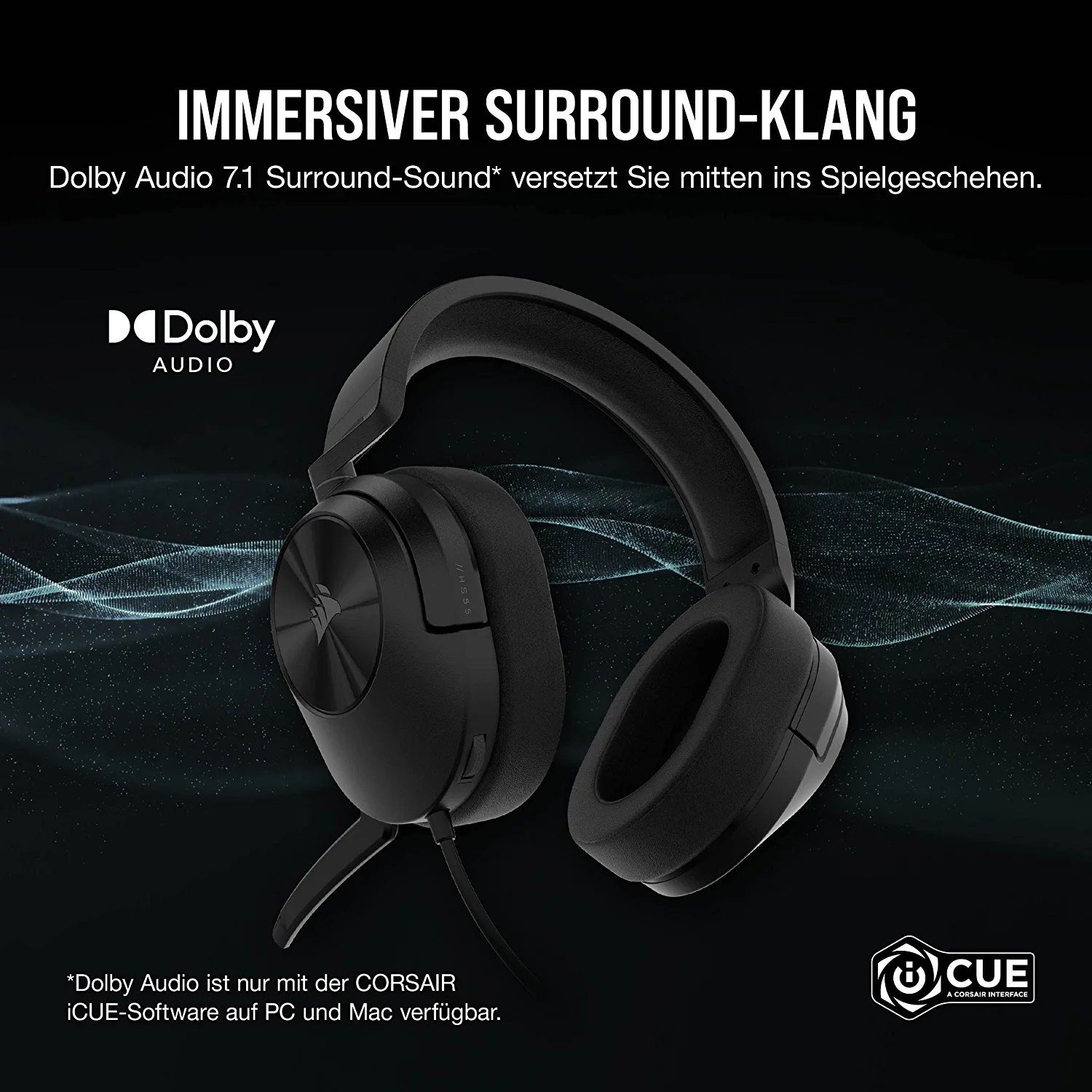 Corsair HS55 Memory-Schaumstoff, Dolby Audio 7.1-Surround Gaming-Headset