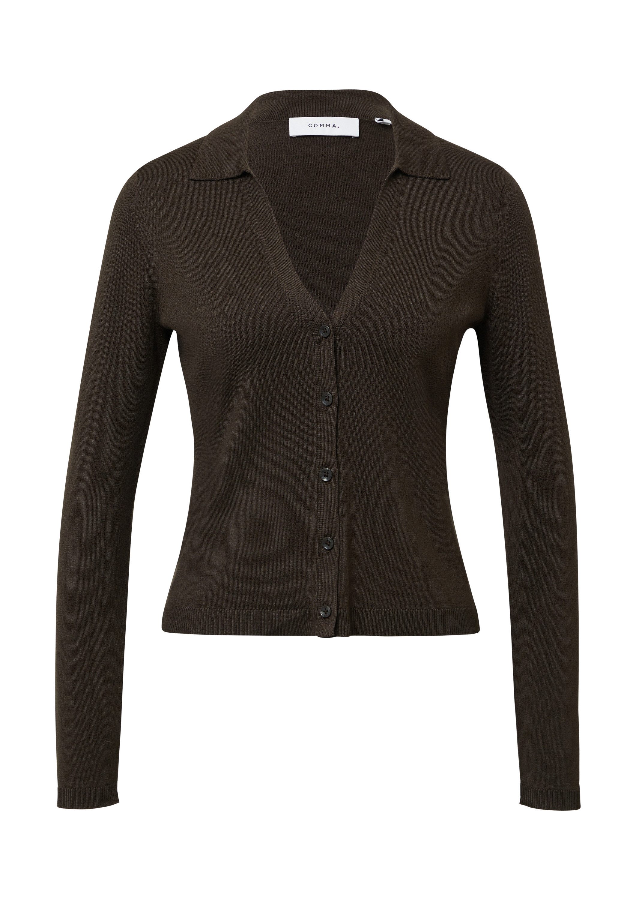 comma Cardigan Strickjacke Femininer Strickcardigan mit Polokragen
