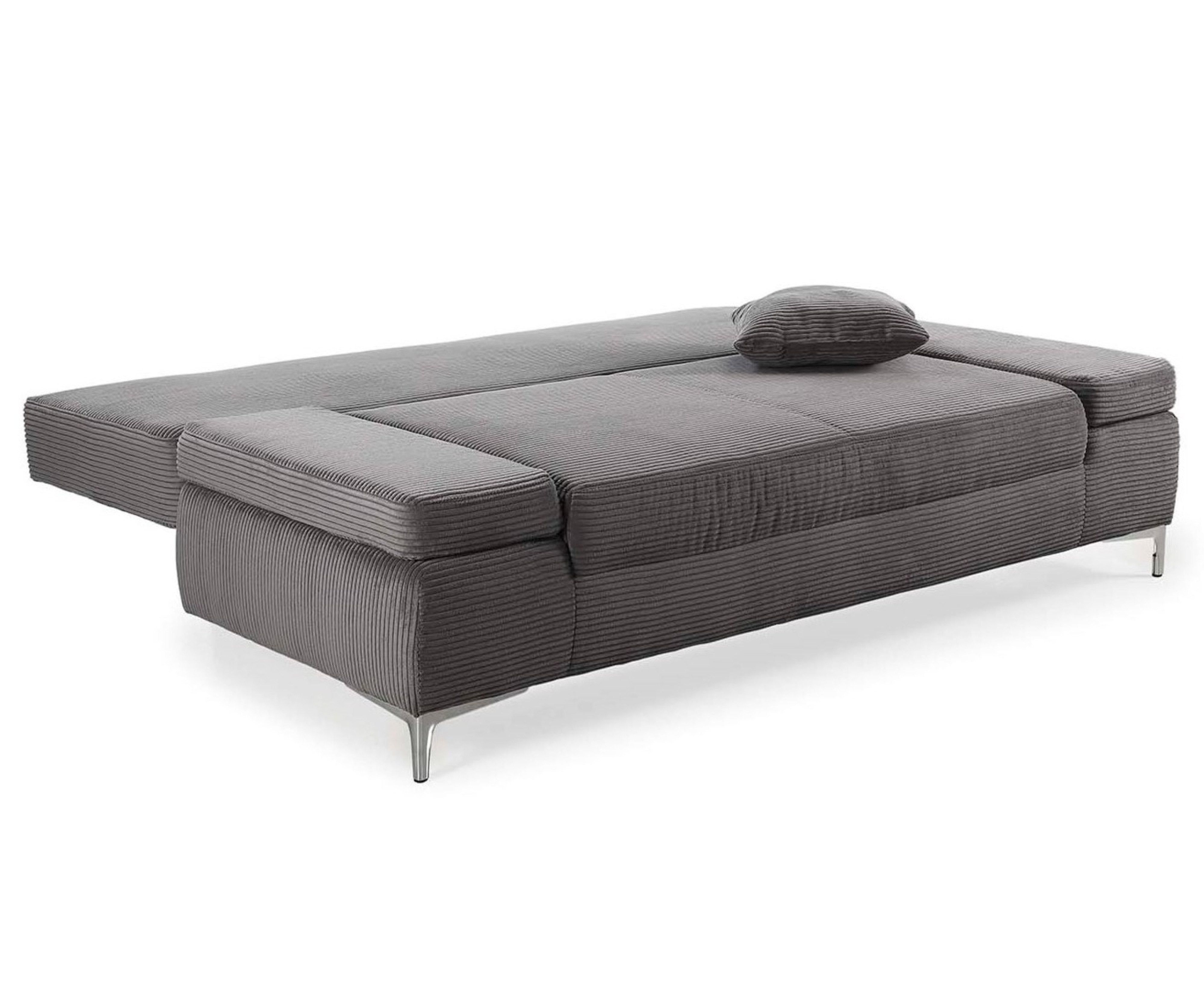 luma-home Schlafsofa 15204, mit Bettfunktion B202/T103/H89 cm, Liegefläche 144x198 cm, Federkern Bettkasten Armlehnen verstellbar Cord Dunkelgrau