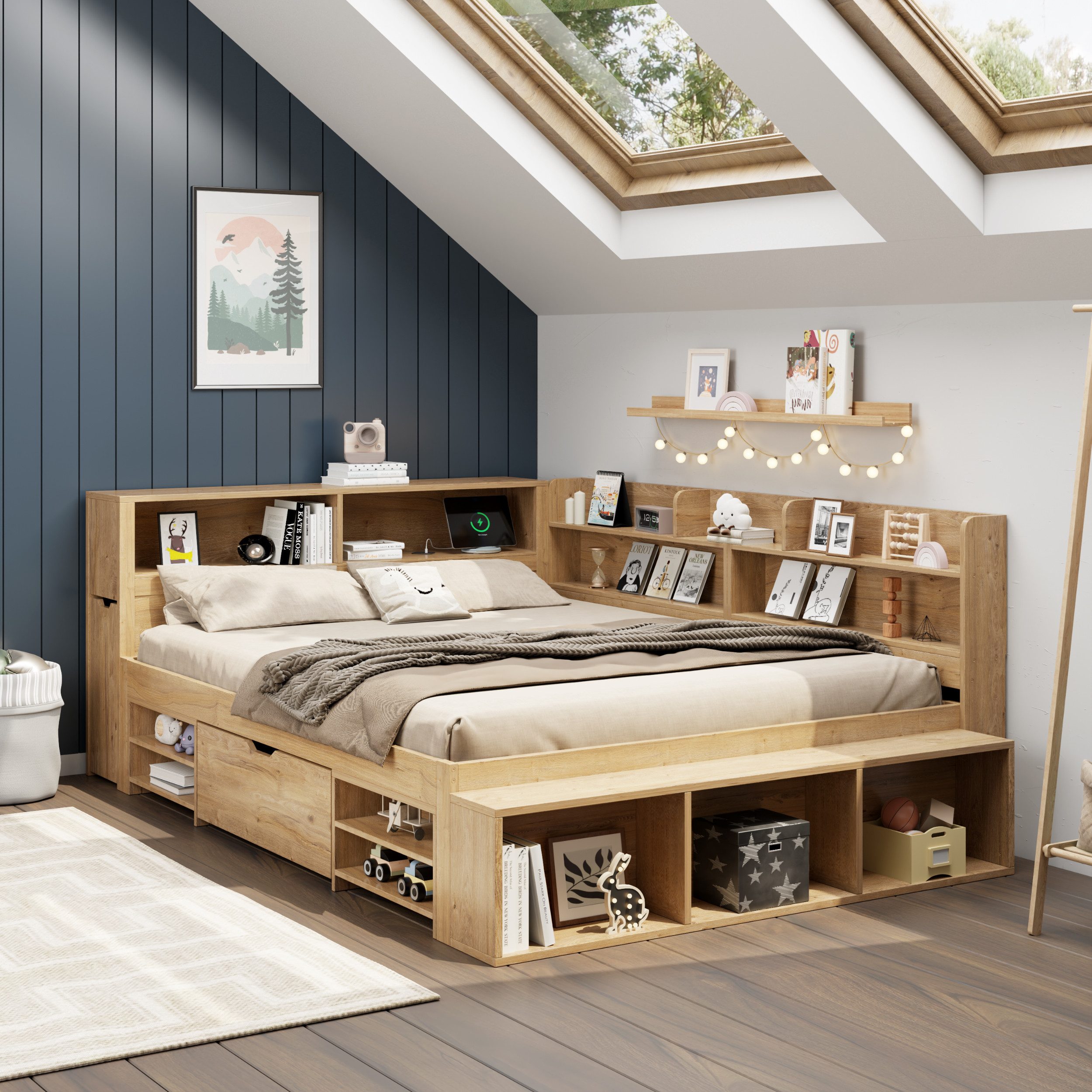 Flieks Massivholzbett, Kinderbett 140x200 mit Ladefunktion günstig online kaufen