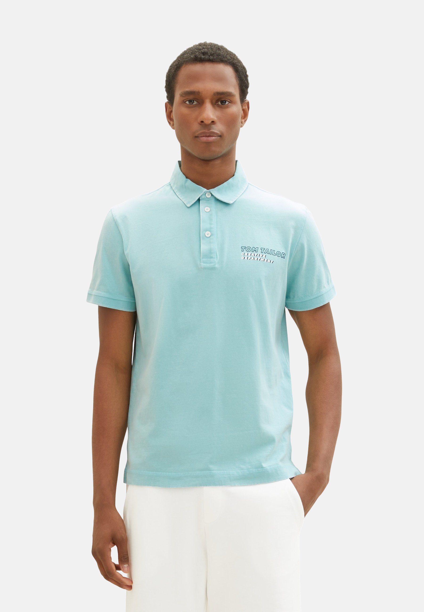 TOM mit hellblau Polokragen Kurzarmshirt TAILOR Poloshirt (1-tlg) Poloshirt