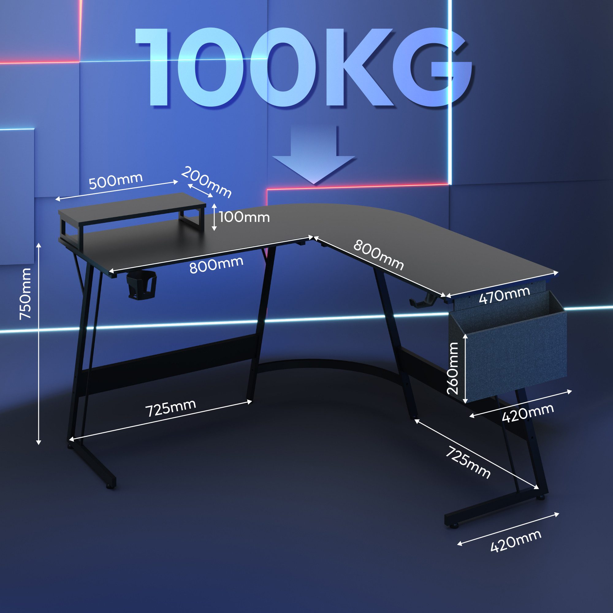 SANODESK Computertisch Gaming Tisch L-Form Schreibtisch günstig online kaufen