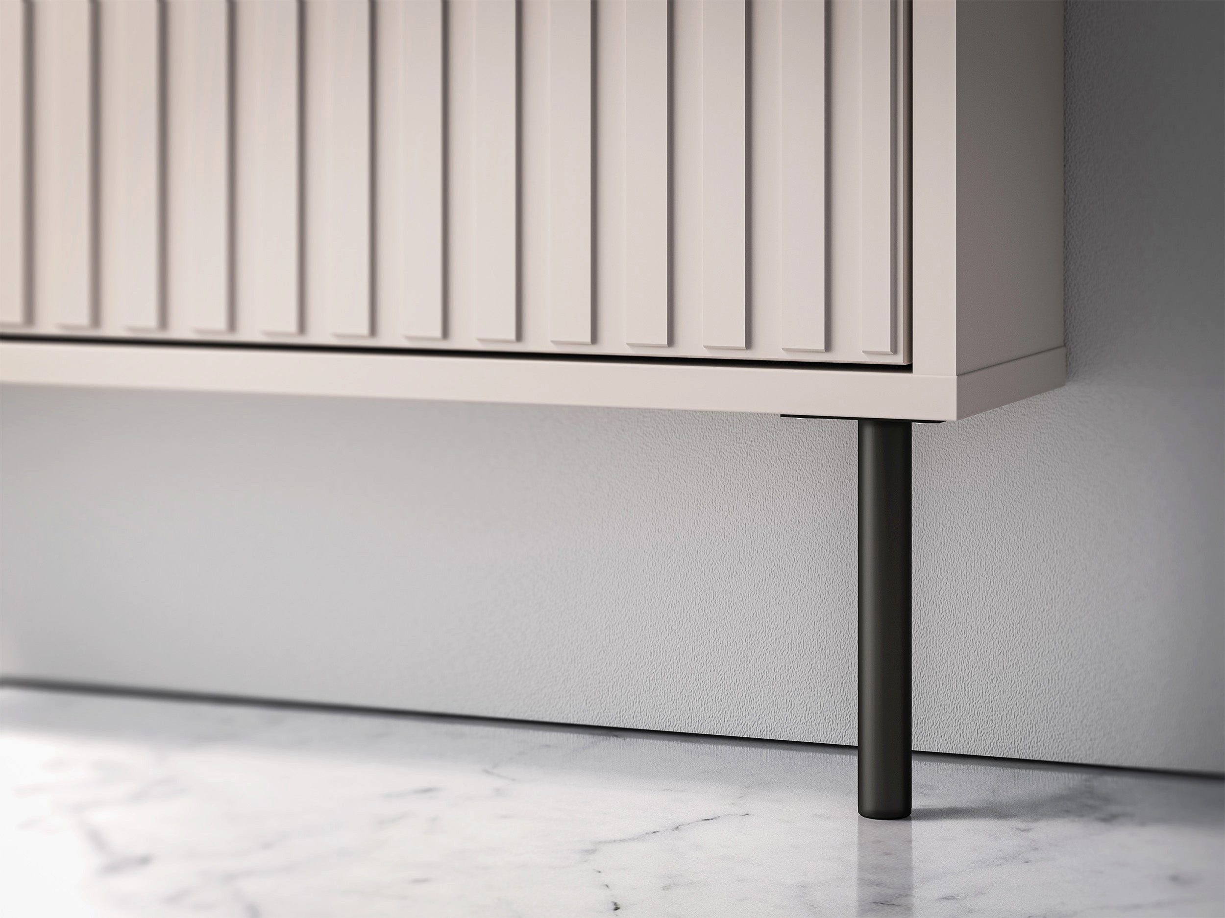 Selsey Schuhschrank CALETTO 3 Klappen mit geriffelten Fronten, schwarzes Metallgestell, 60 cm – Bild 5 von 5