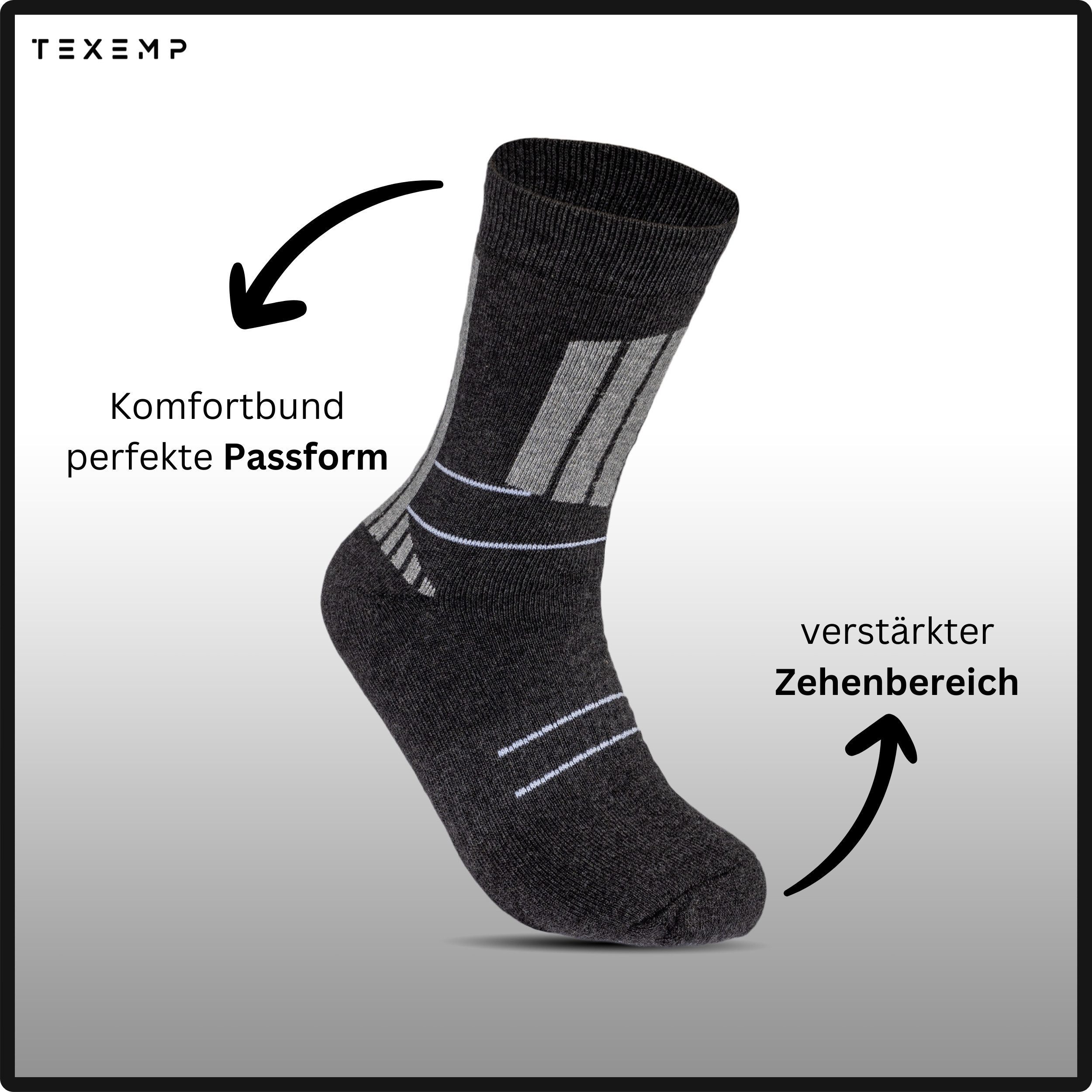 TEXEMP Thermosocken 6 bis 12 Paar Thermo Socken Wintersocken Herren & Damen Warm Skisocken (Packung, 6-Paar) Langlebig & Robust