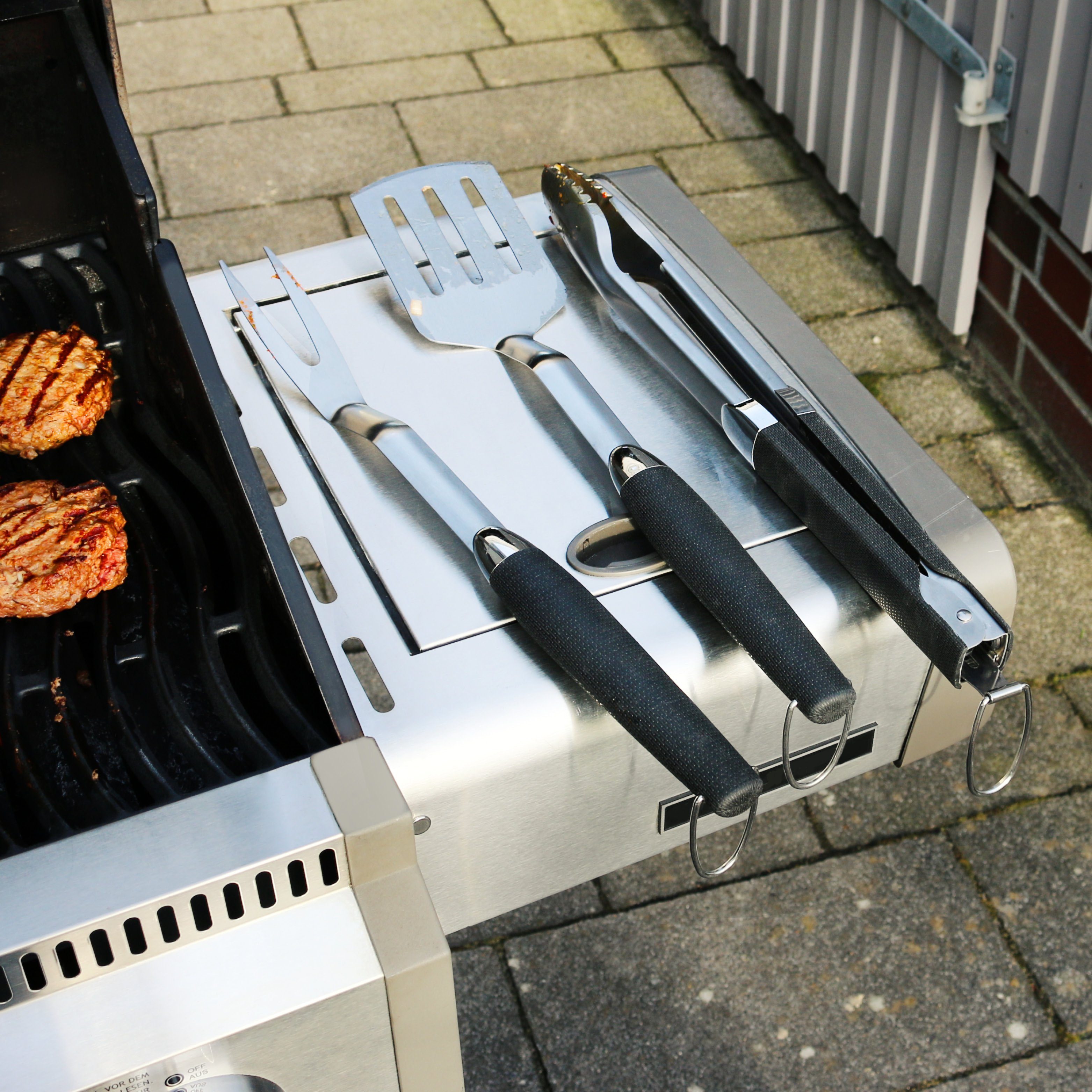 bremermann Grillzange bremermann Grill-Besteck 3tlg. // // Zange, Grill Fleischgabel Wender