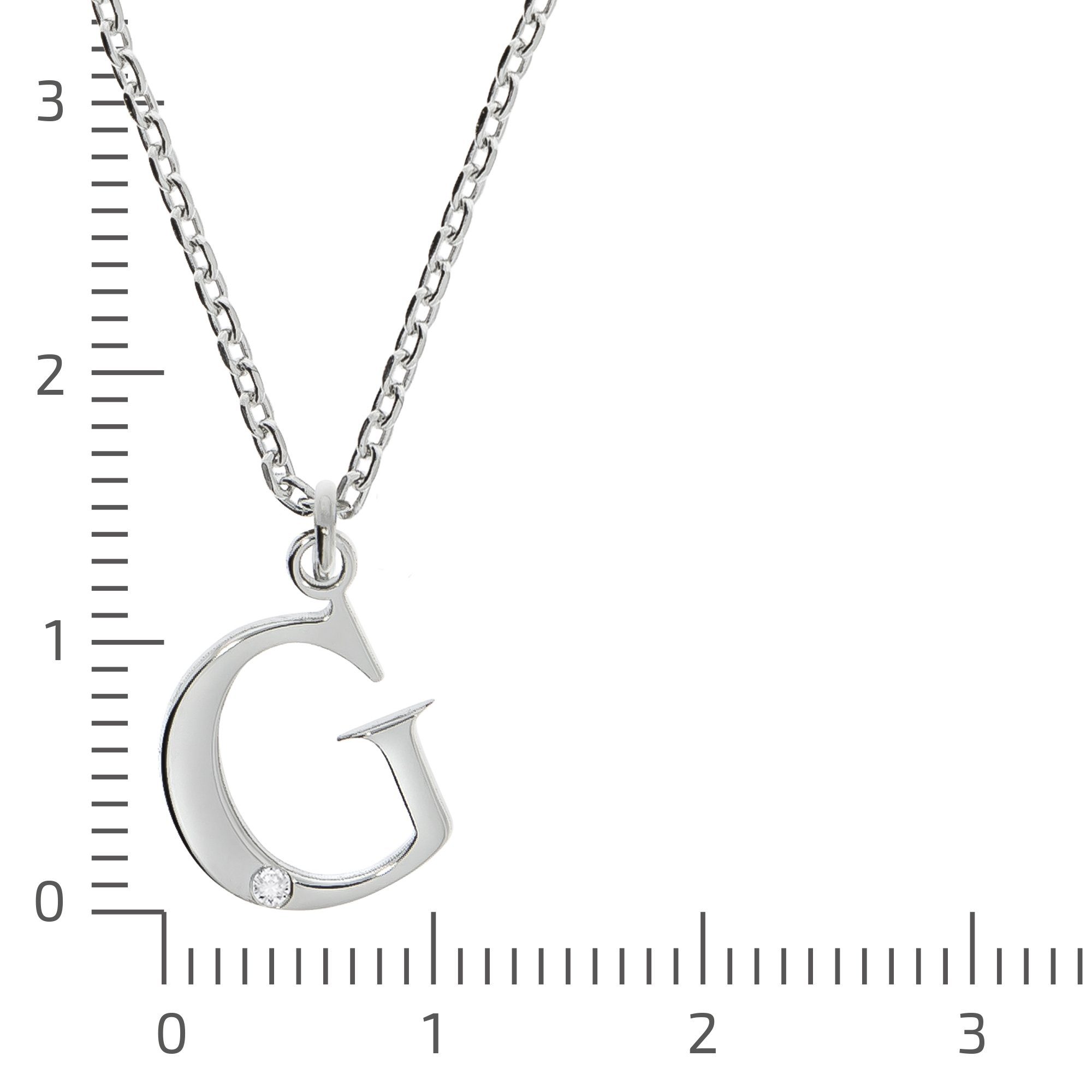 Diamonds by Ellen K. Kette mit Anhänger Silber 925 mit 1x Diamant 0,008ct. Buchstabe G
