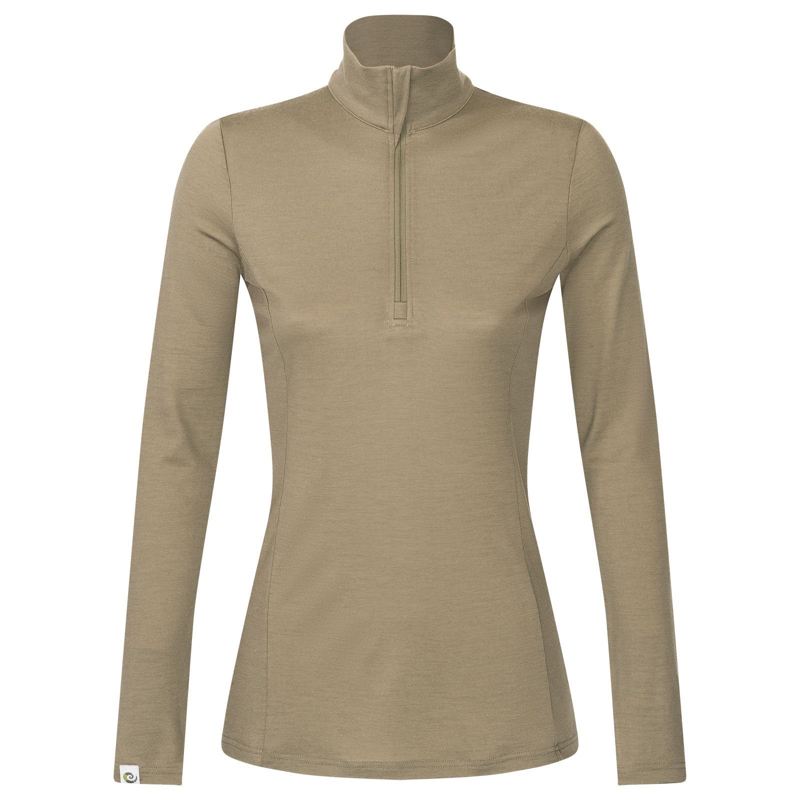 Zip-Neck Germany in 200 reiner Kaipara Slimfit - Merino Funktionsshirt (1-tlg) Schiefergrün Made aus Merino Merinowolle Sportswear Damen
