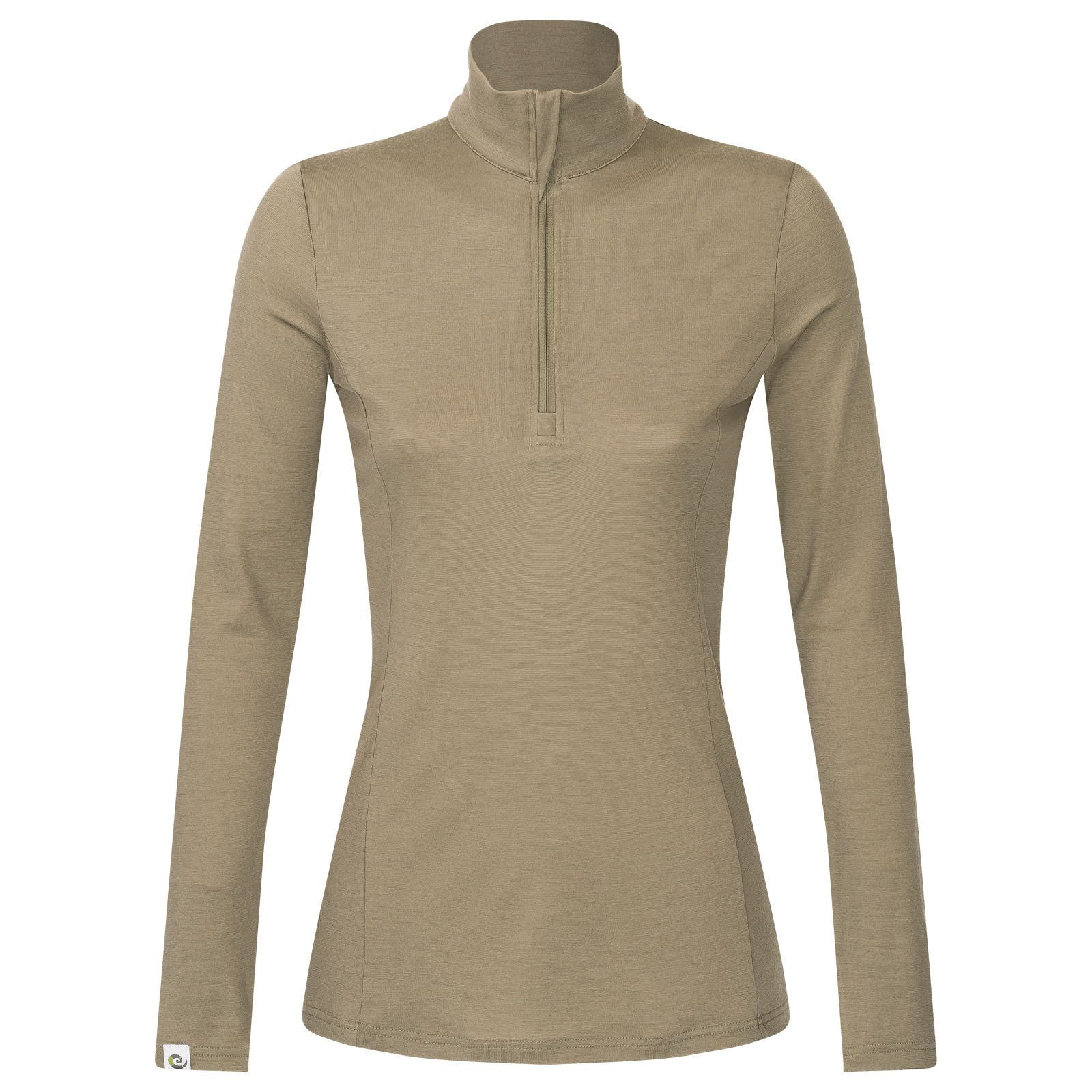 Kaipara - Merino Sportswear Funktionsshirt Merino Zip-Neck Damen Slimfit 200 (1-tlg) aus reiner Merinowolle Made in Germany Schiefergrün