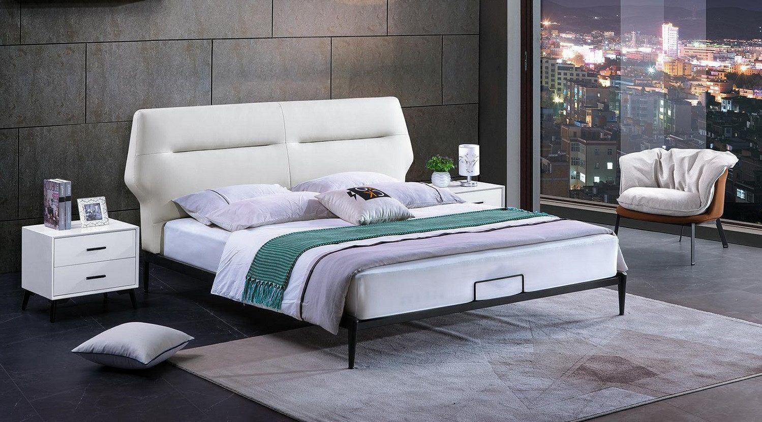 Xlmoebel Lederbett Traditionelles Doppelbett aus Holz im ländlichen Stil aus Echtholz (Bett), Hergestellt in Europa