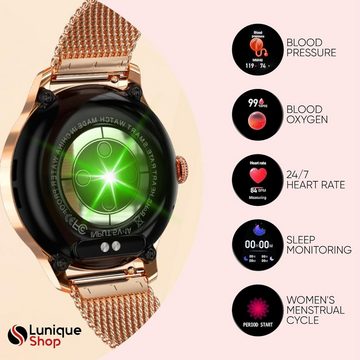 LUNIQUESHOP Smartwatch (1,19 Zoll, Android, iOS), mit Telefonfunktion, Sprachassistent Blutdruckmonitor Schlafmonitor