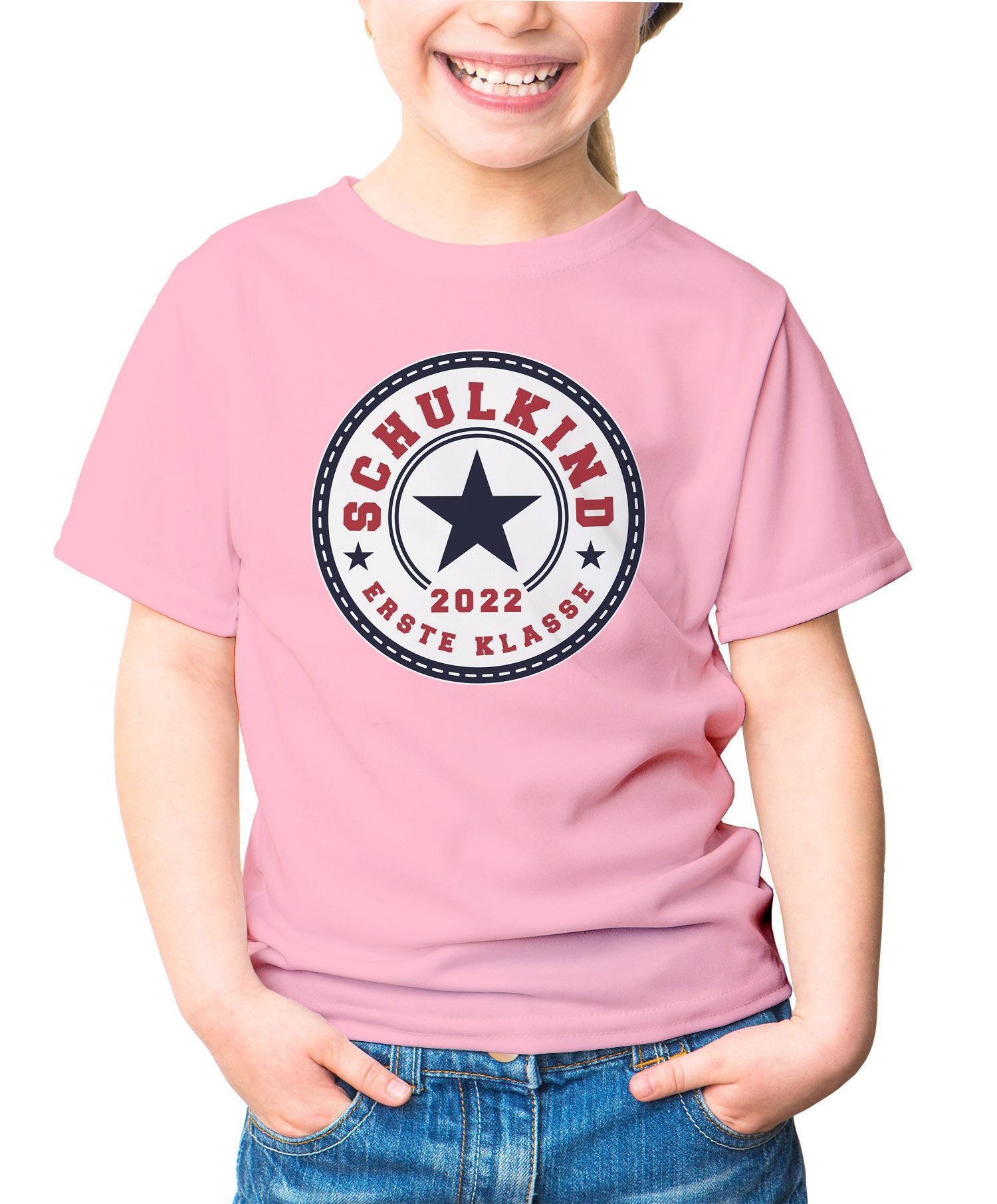 Print-Shirt Kinder T-Shirt Mädchen Schulkind erste Klasse Stern Geschenk zur