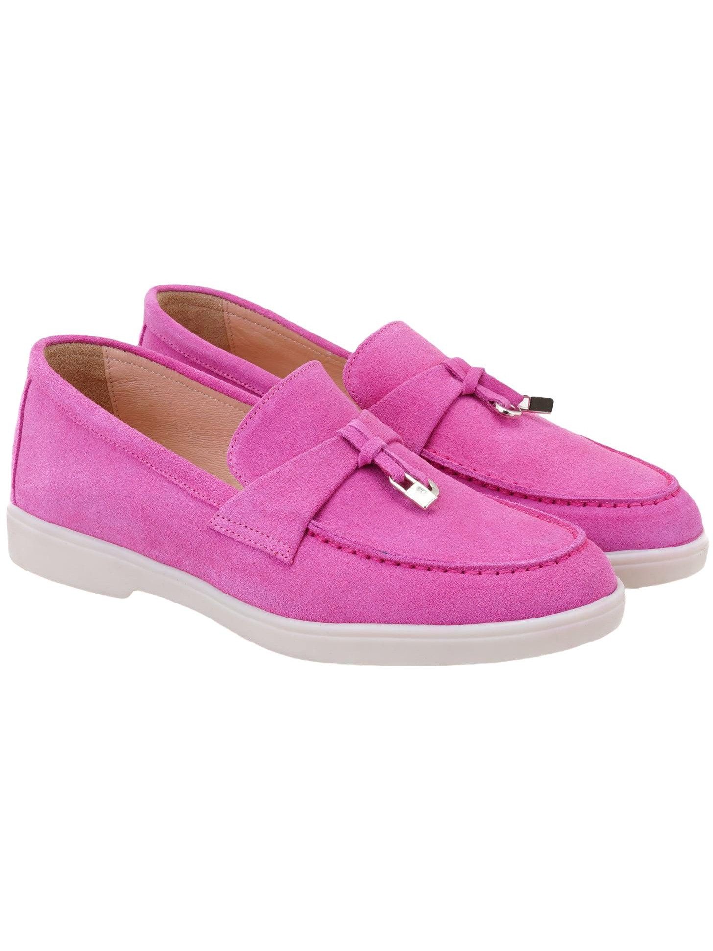 Desa Desa Damen-Slipper aus Wildleder – Lederfutter, Synthetiksohle, flache Loafer