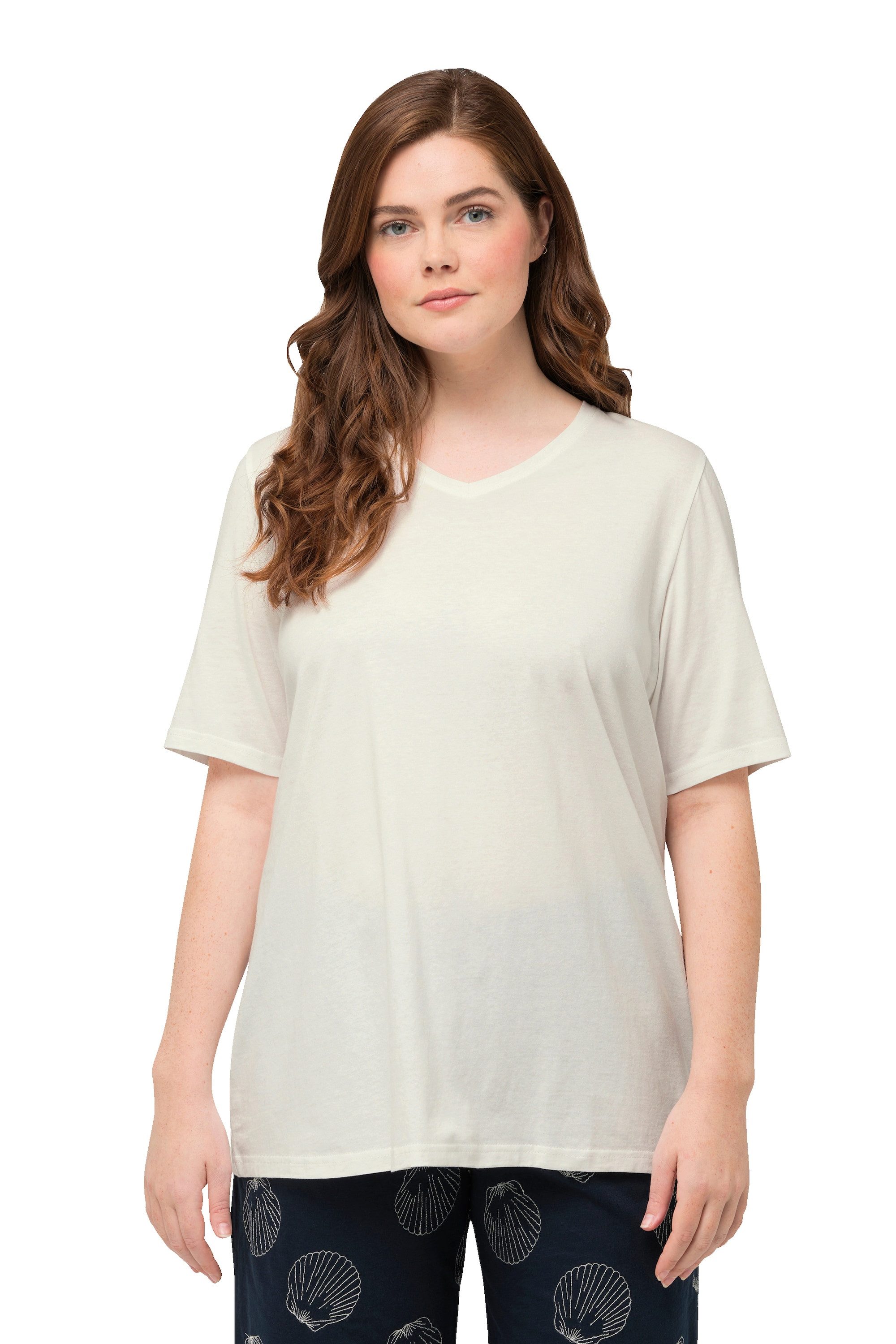 Ulla Popken T-Shirt T-Shirts 2er-Pack V-Ausschnitt Halbarm (2-tlg) günstig online kaufen