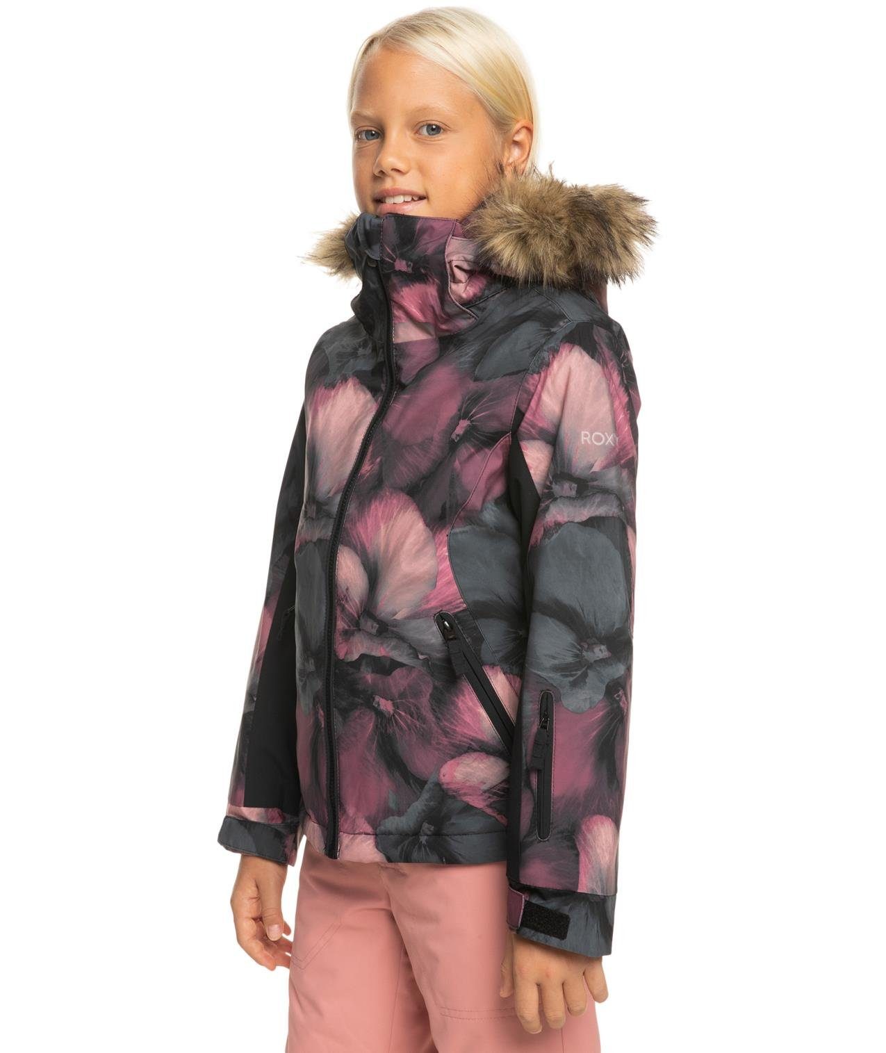 SKI TRUE PANSY Roxy BLACK PANSY RG JET Skijacke GIRL Mädchen Skijacke Roxy