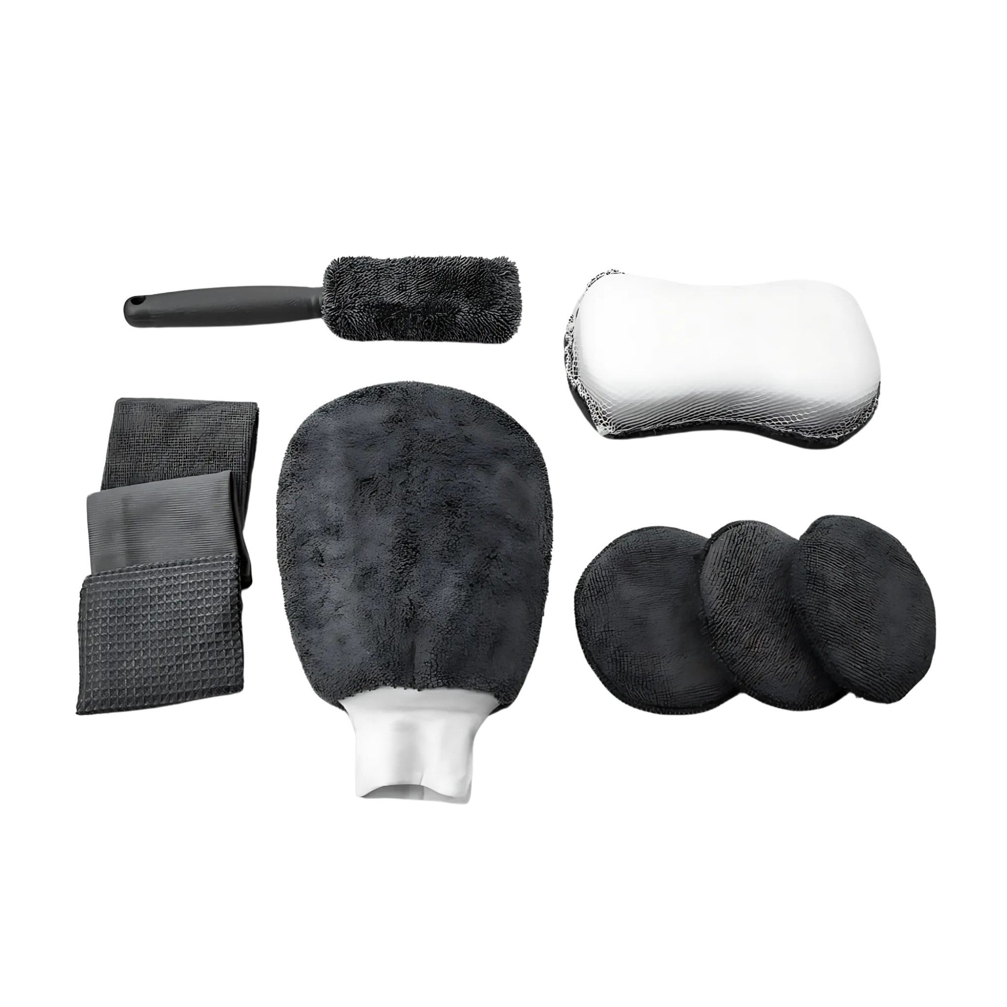 HS.SUPPLY Waschhandschuh Autopflege Set, Auto Waschset, Detailing Set für die Fahrzeugpflege, (Komplett Set), 9 teiliges Fahrzeugpflege-Set, Start in die Fahrzeugpflege