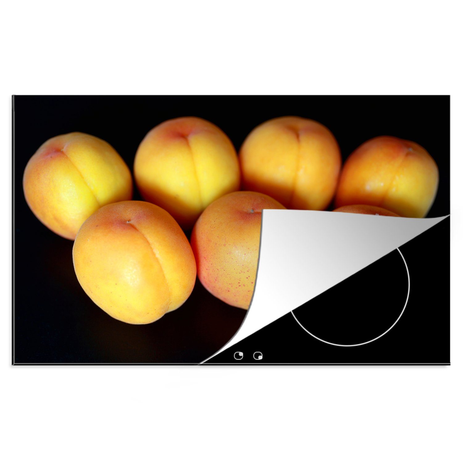 MuchoWow Herdblende-/Abdeckplatte Aprikosen - Obst, Vinyl, (1 tlg), 81x52 cm, Induktionskochfeld Schutz für die küche, Ceranfeldabdeckung