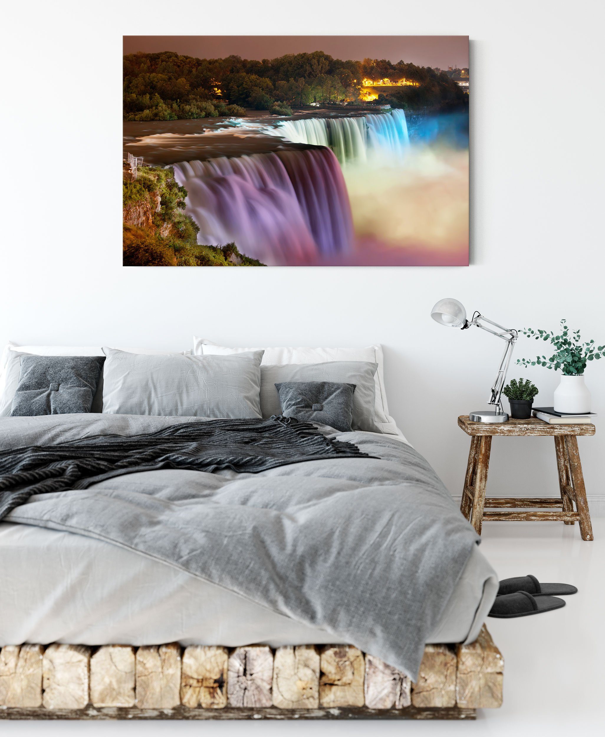 Pixxprint Leinwandbild Majestätische Niagara Fälle, Majestätische Niagara Fälle (1 St), Leinwandbild fertig bespannt, inkl. Zackenaufhänger