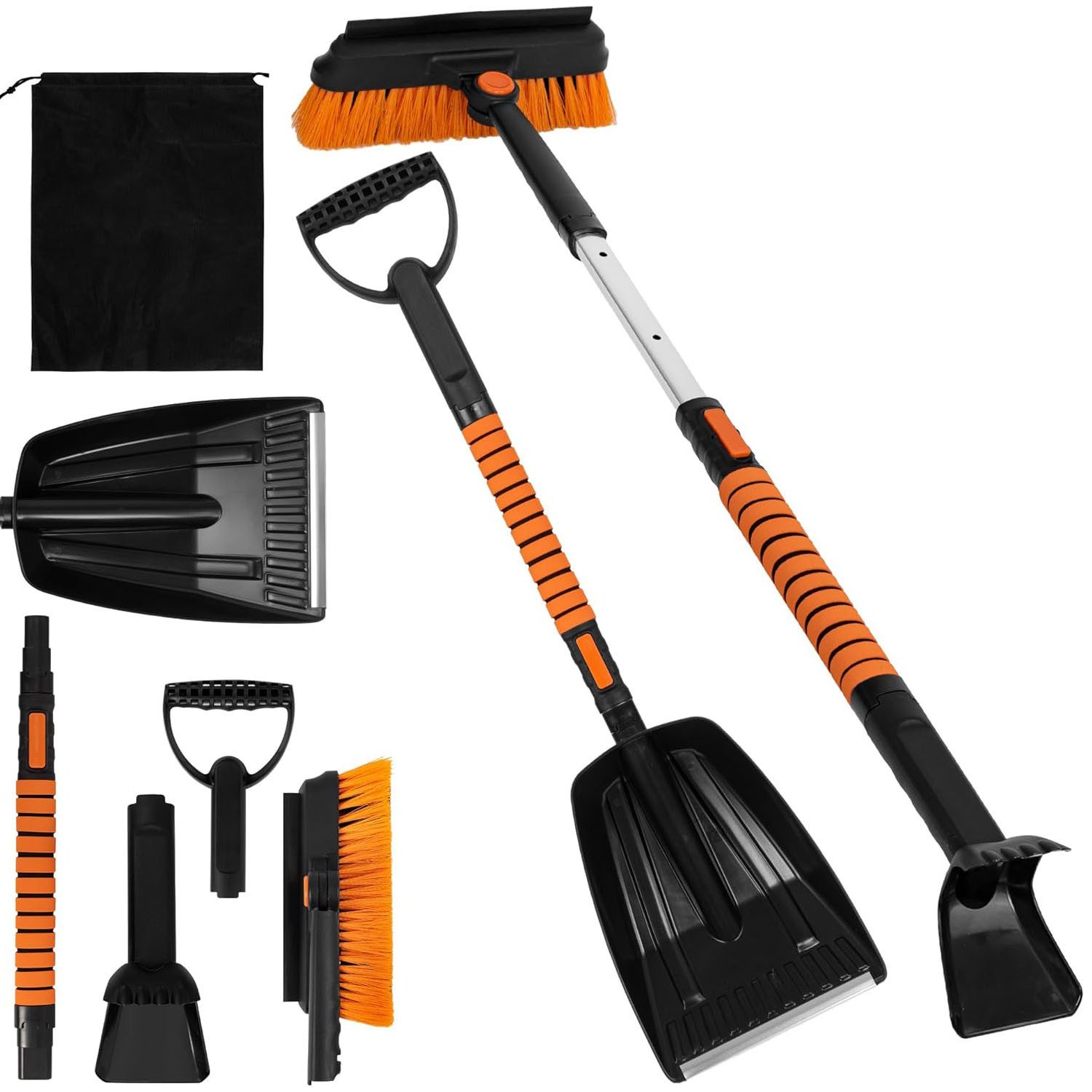 SURFOU Скребок для льда Auto mit Besen 5 in 1 Schneebesen Abnehmbarer mit Besen Abnehmbarer Eisschaber Auto Скребок для льда 180° Drehbarer Schneebürste