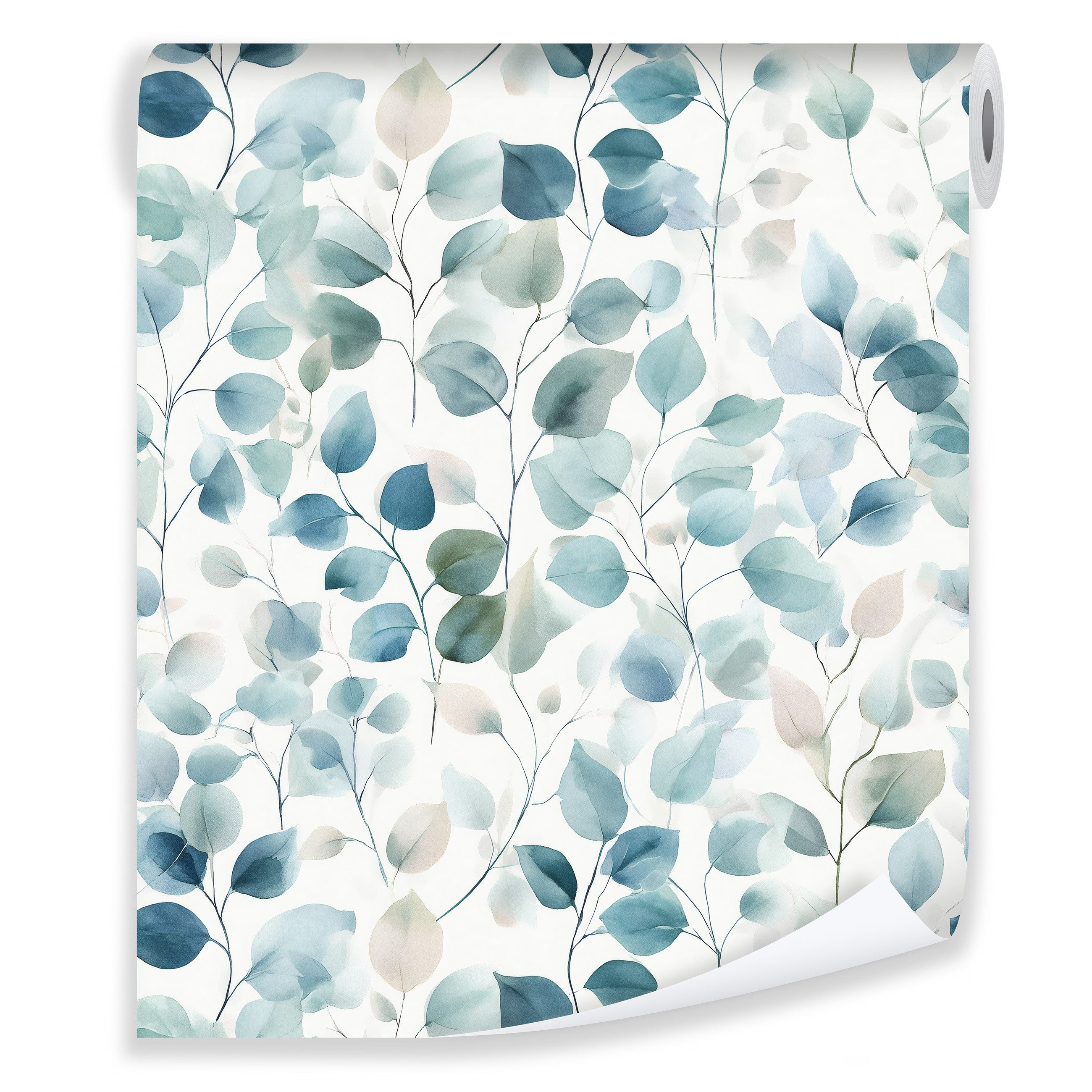Wallarena Vliestapete Blau Weiß Blätter Zweige Natur Wohnzimmer Schlafzimme günstig online kaufen