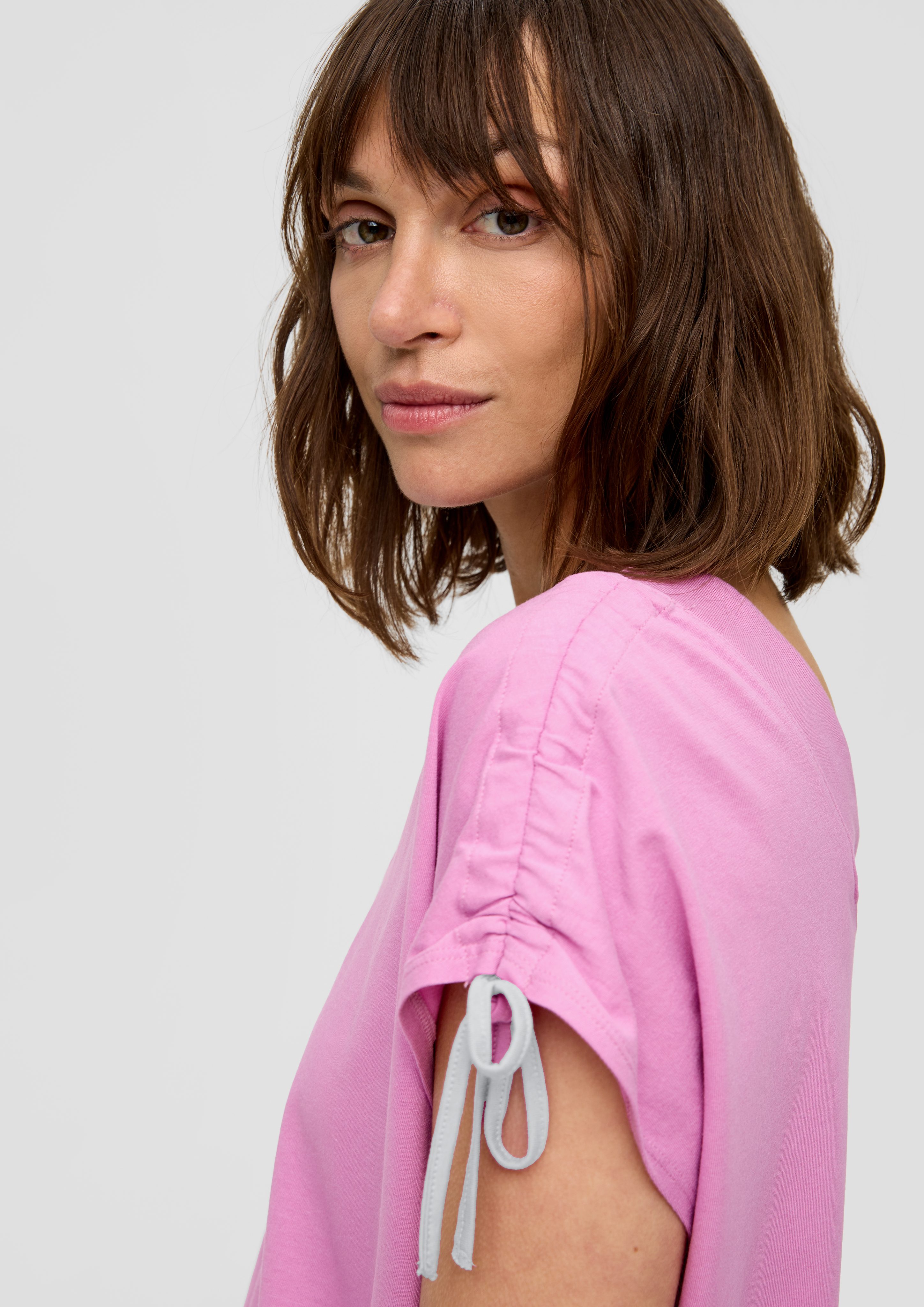 s.Oliver Kurzarmshirt Ärmelloses Shirt mit Bindedetails günstig online kaufen