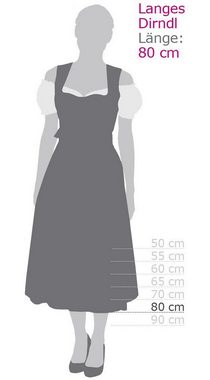 Nübler Dirndl Damen Dirndl lang im Landhausstil, Rocklänge 90cm (Dirndl Set lang ZENZI, 2-tlg., Dirndl Kleid mit Schürze) Moderne Tracht im bayerischen Stil - Trachtenmode Damen