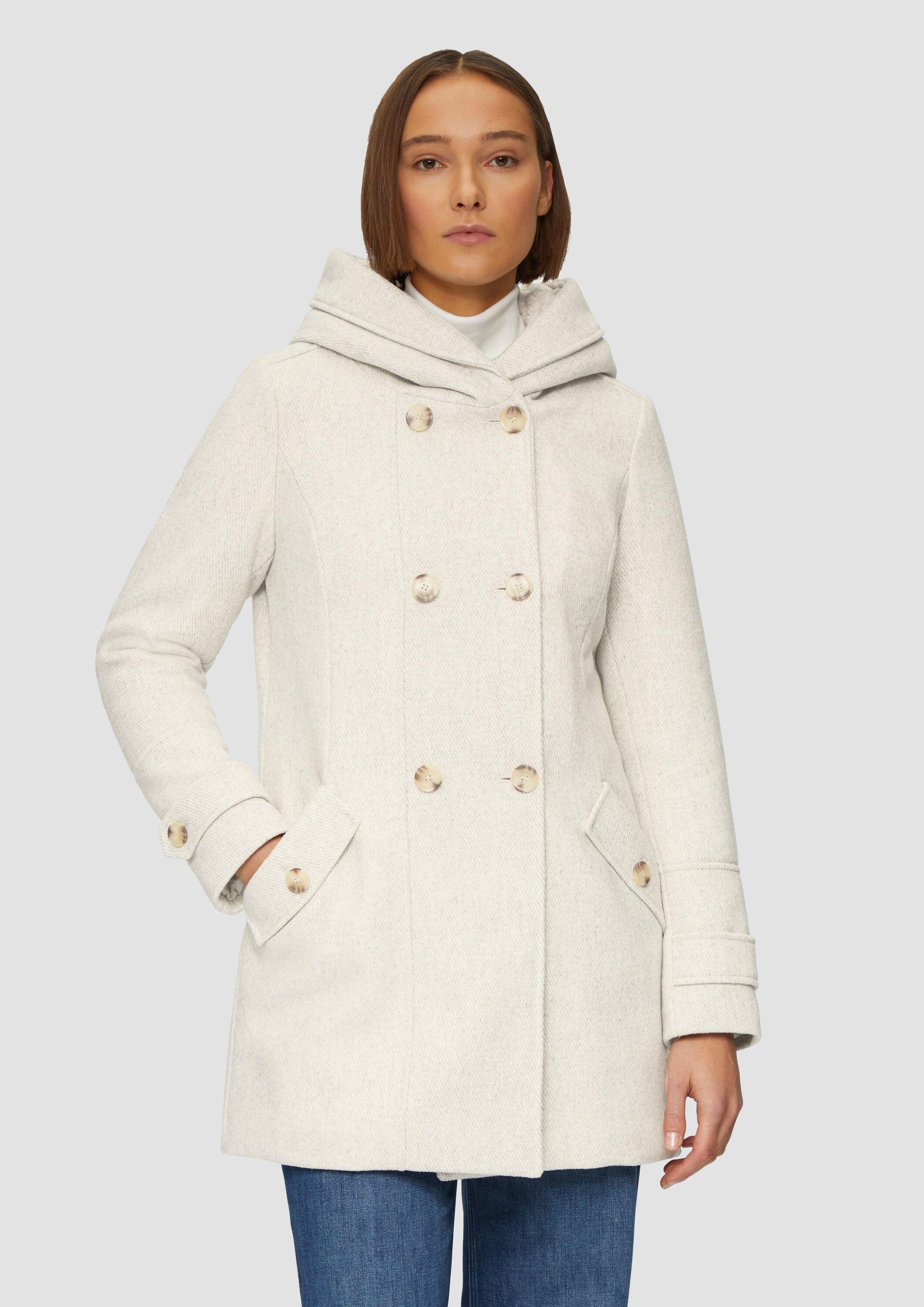 s.Oliver Wintermantel Outdoor-Mantel Strukturierter Wollmantel mit Teddyplü günstig online kaufen