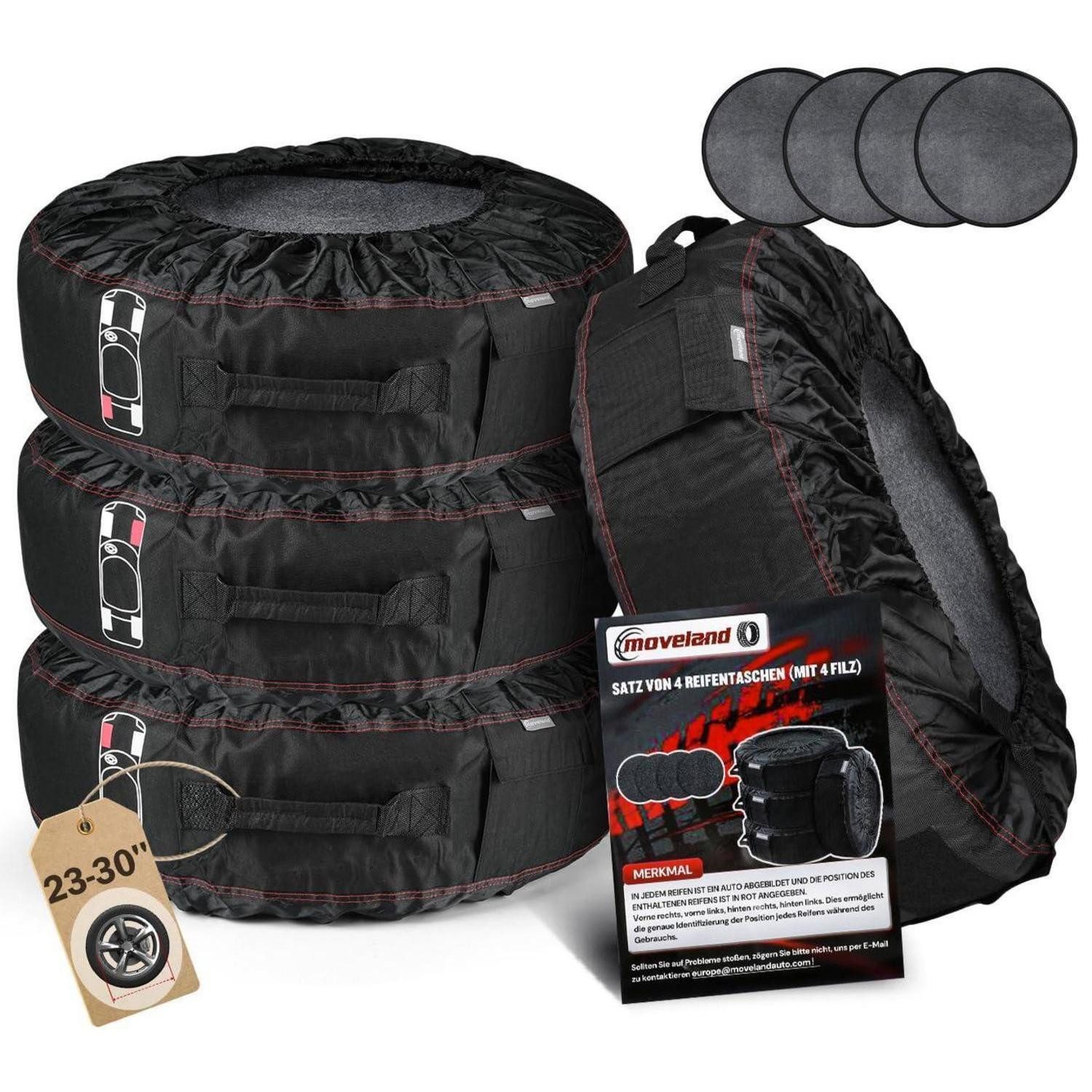 LuxusKollektion Reifentasche Reifentaschen 4er Set Filzpads wasserdicht staubdicht 23-30 Zoll (4-tlg)
