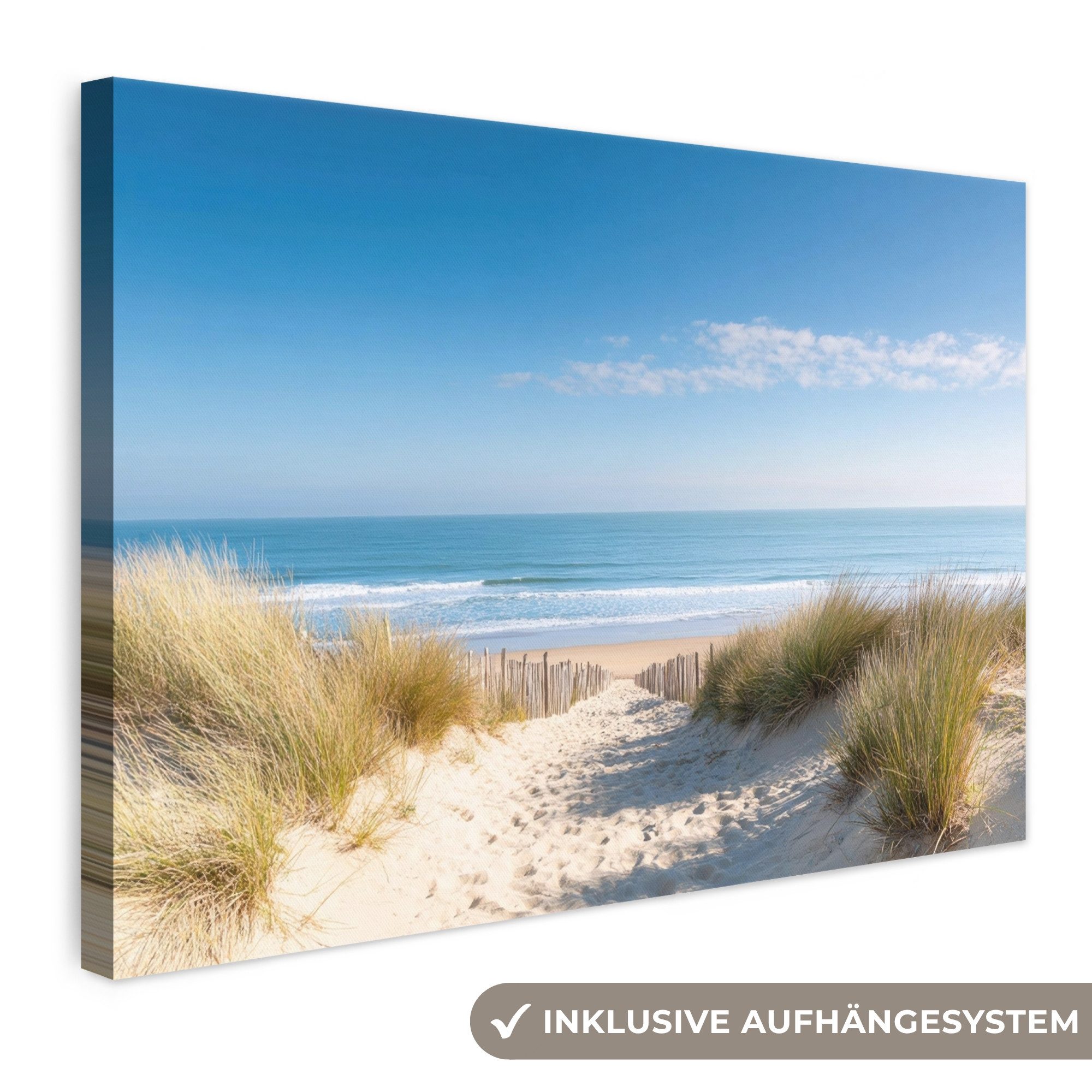 OneMillionCanvasses® Leinwandbild Strand - Meer - Düne - Sand - Sommer, Fotodruck (1 St), Leinwand Bilder Klein, Wand Dekoration Aesthetic 30x20 cm