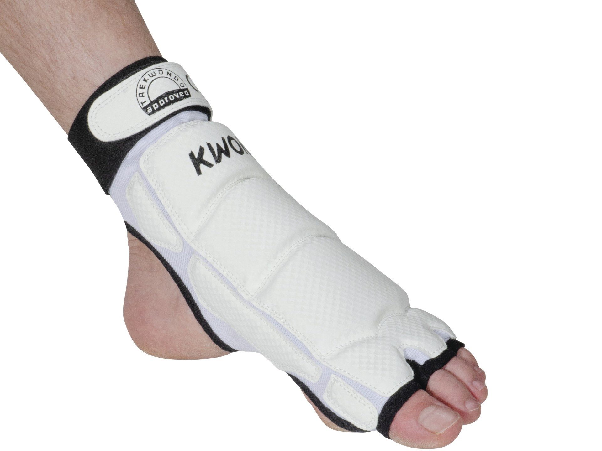 KWON Fußschutz Taekwondo WT Fußschützer Fußschoner WTF weiß schwarz (Paar), WT Taekwondo konzipierte, Kunstleder