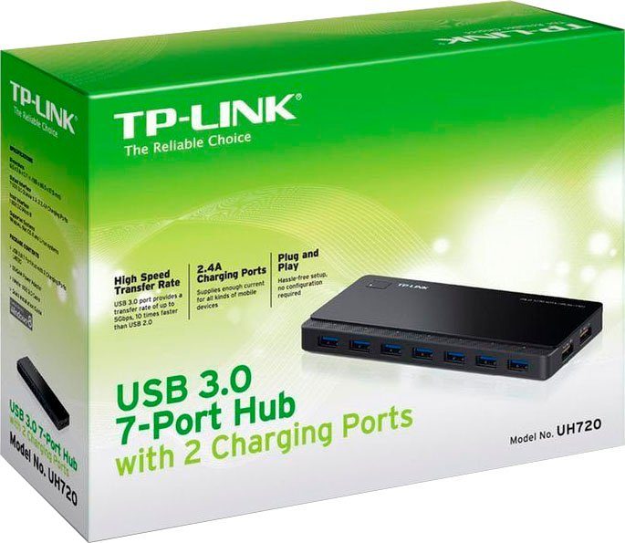 tp-link UH720 7-Port USB 3.0 Hub mit 2 Lade-Ports USB-Adapter