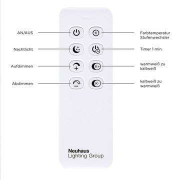 JUST LIGHT LED Deckenleuchte IVEN, Dimmfunktion, Fernbedienung, Infrarot inkl., Memory, nach Trennung vom Netz, LED fest integriert, warmweiß - kaltweiß, dimmbar über Fernbedienung