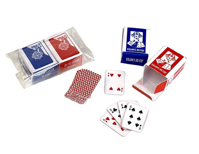 HobbyFun Puppenhaus Miniatur Spielkarten, rot und blau, 2 Sets, 1,5x3c