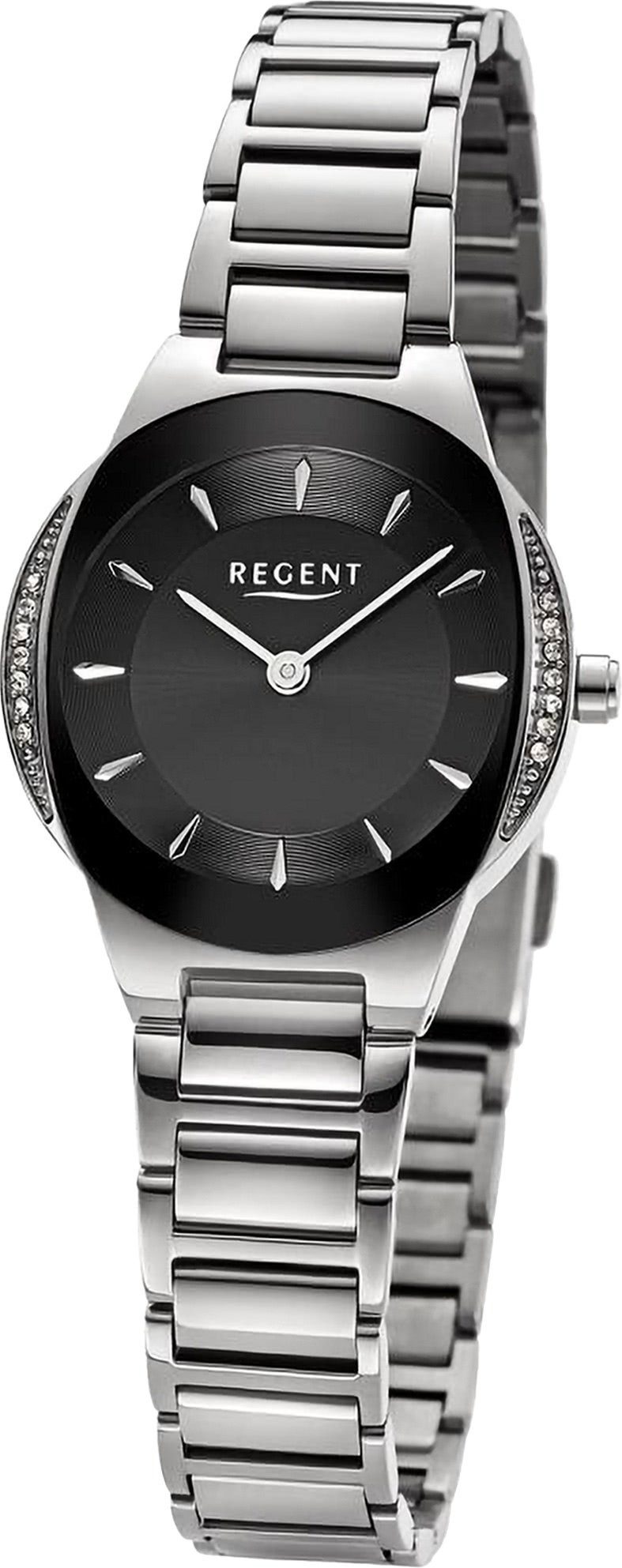 Regent Quarzuhr Regent Damen Armbanduhr Analog, (Analoguhr), Damen Armbanduhr rund, extra groß (ca. 28,5mm), Metallarmband