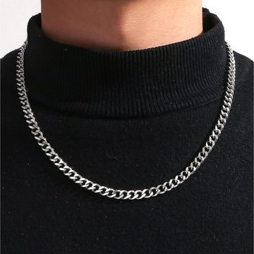 KARMA Statementkette Herrenkette Silberkette Edelstahl silber 60 cm (Herrenschmuck Männerschmuck), Halskette Herren massiv
