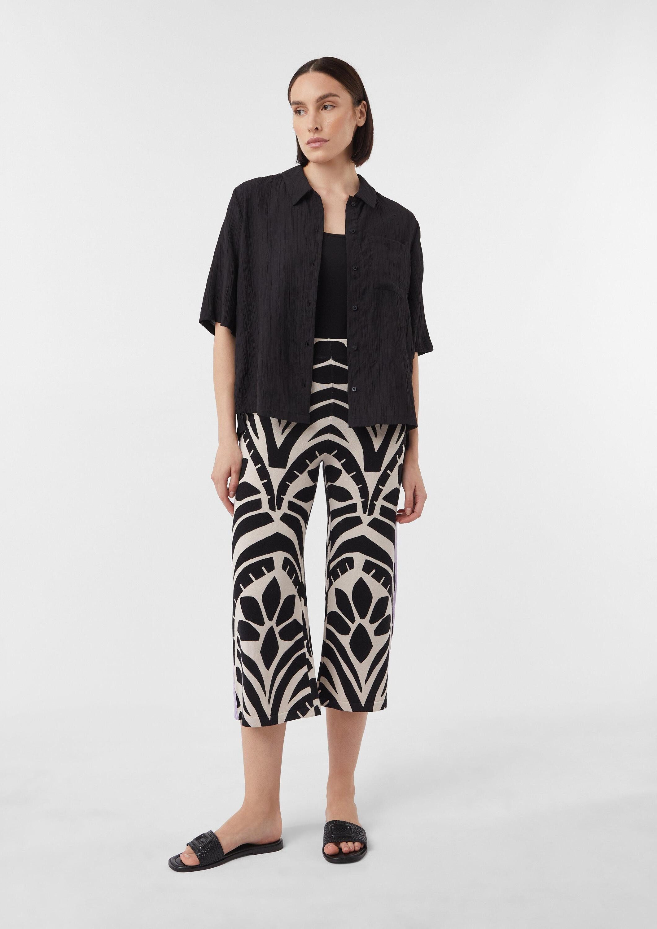 comma Culotte Hose Culotte aus Feinstrick mit Kontrastdetails