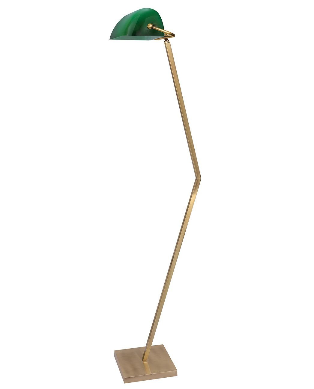 Licht-Erlebnisse Stehlampe »MINISTERO«, XXL Bankerlampe Messing in Bronze  Grün Stehleuchte Wohnzimmer