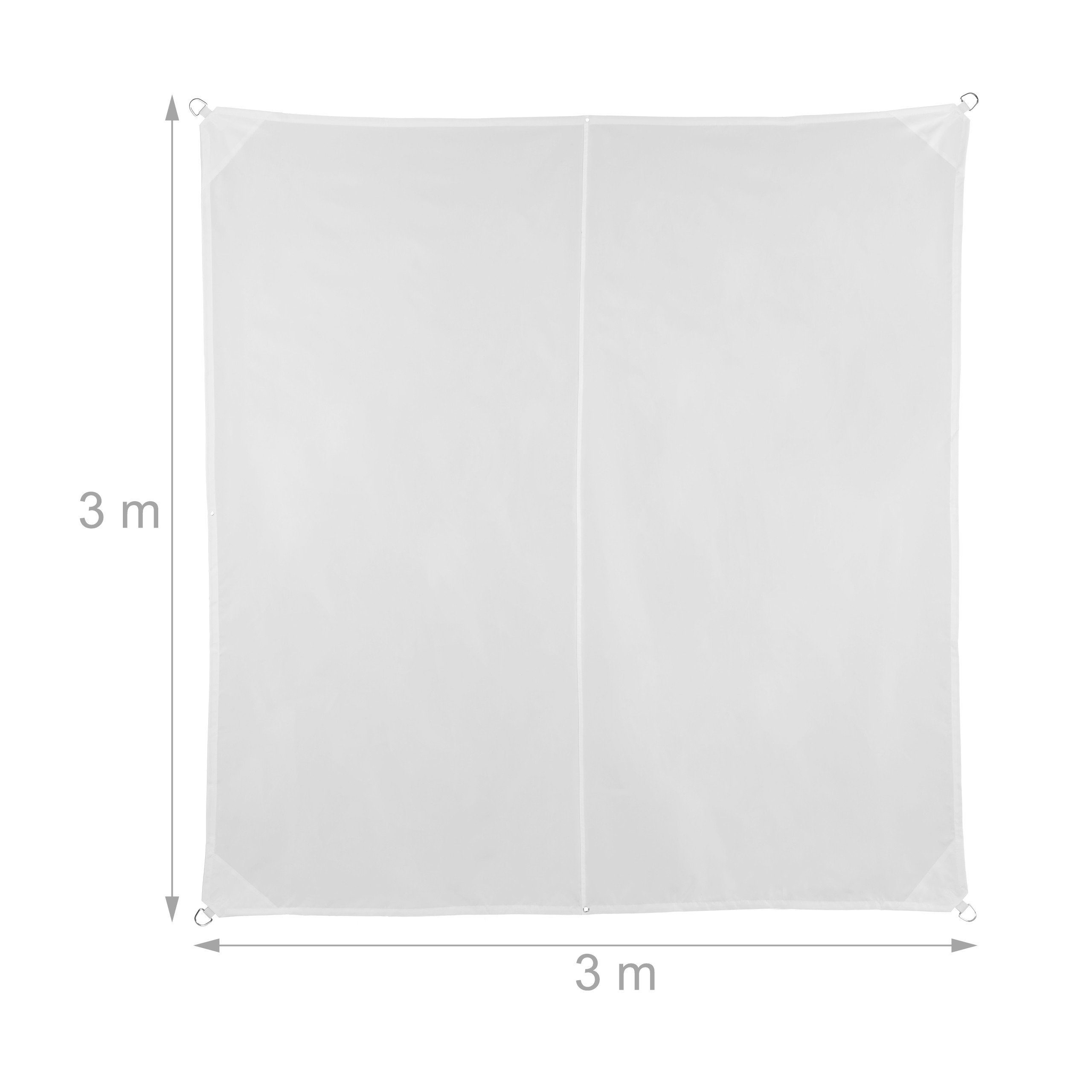 relaxdays square sunshade sail in white, 3 x 3 m