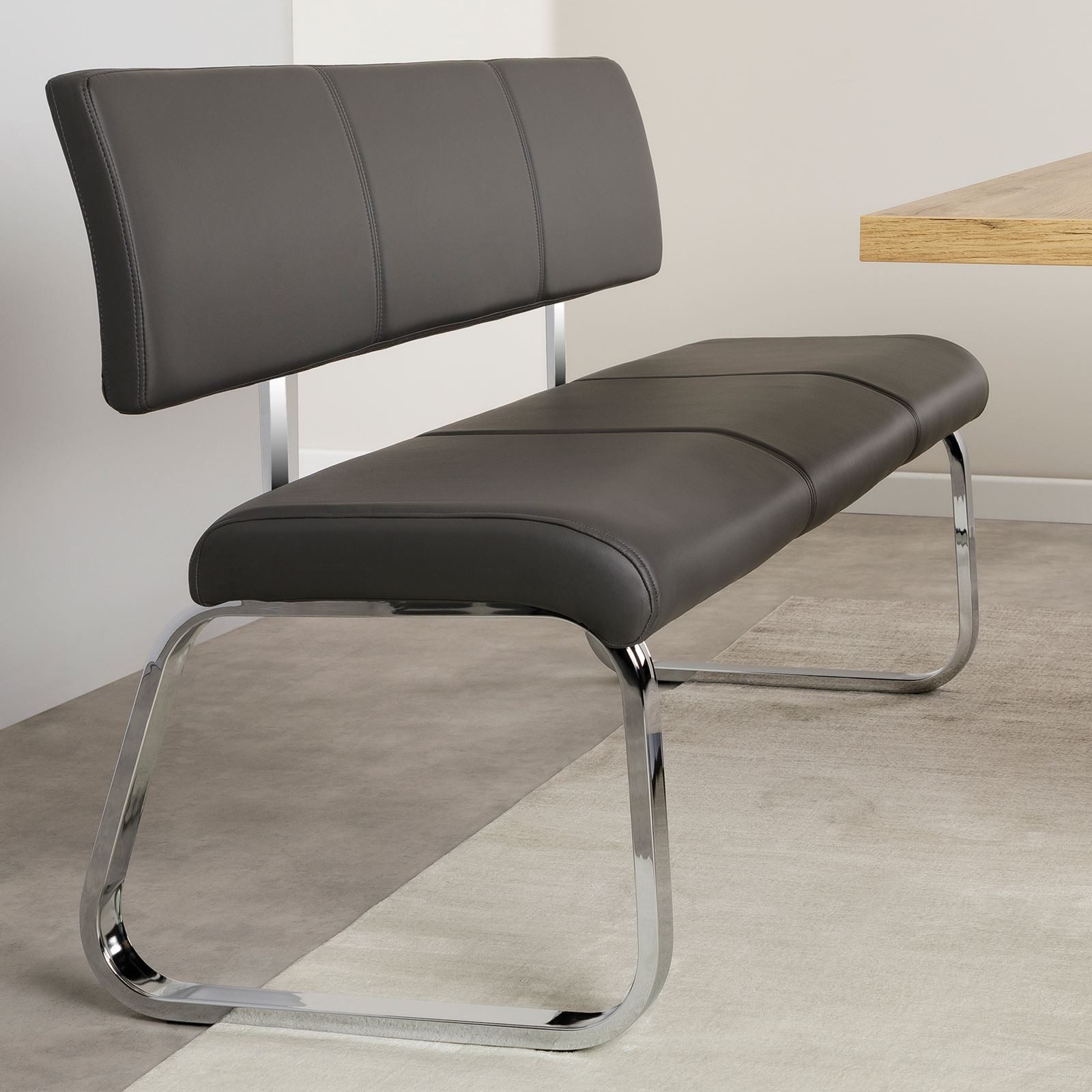 IDIMEX Essbank VILAS, Essbank mit Rückenlehne gepolstert für 3 Personen, Kunstleder grau