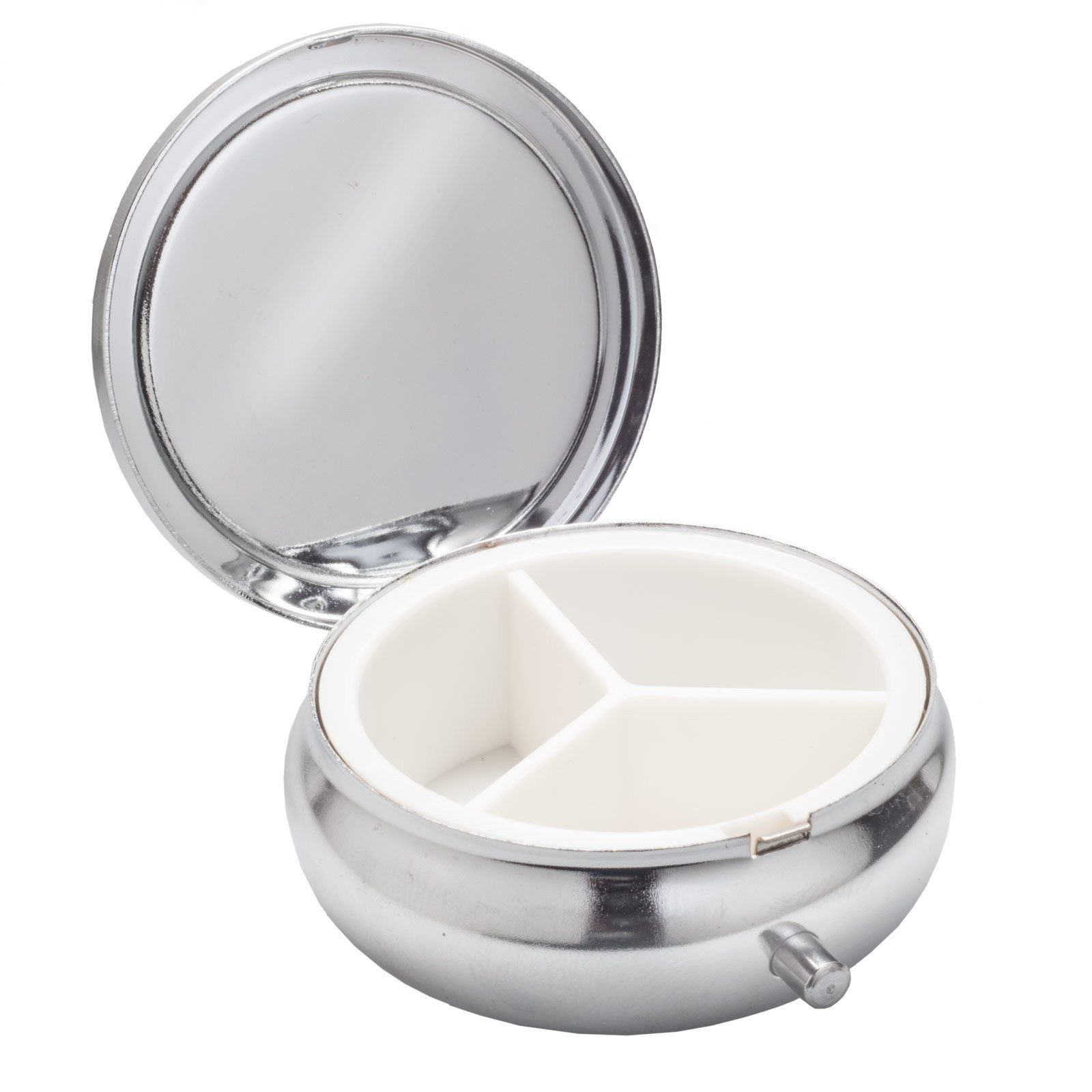 Paletti Pillendose Pillenbox Organisator klein rund aus Metall – Silber Pillendose (1 St)