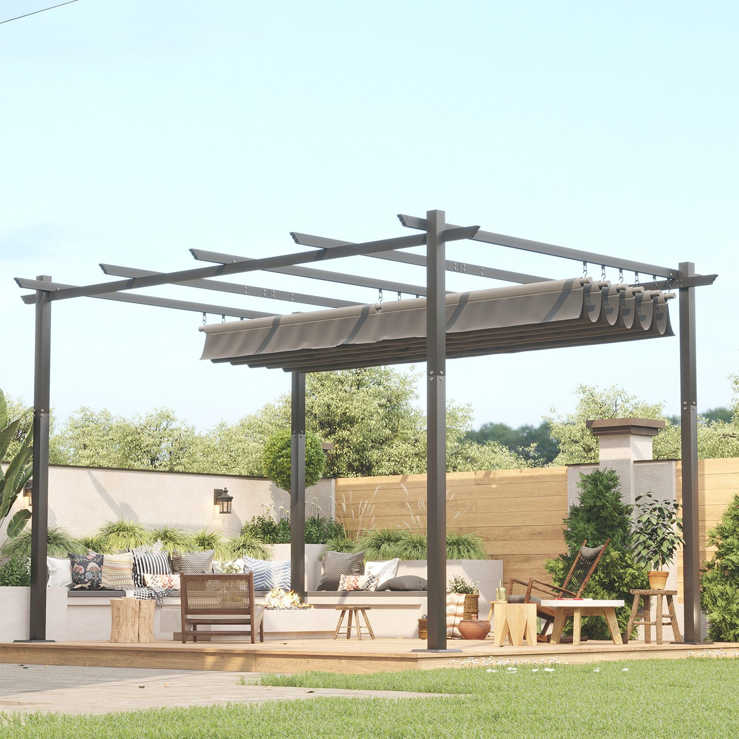 HOMALL Pavillon Pergola 3x3/3x4m Gartenpavillon Pavillon mit Aluminiumrahme günstig online kaufen