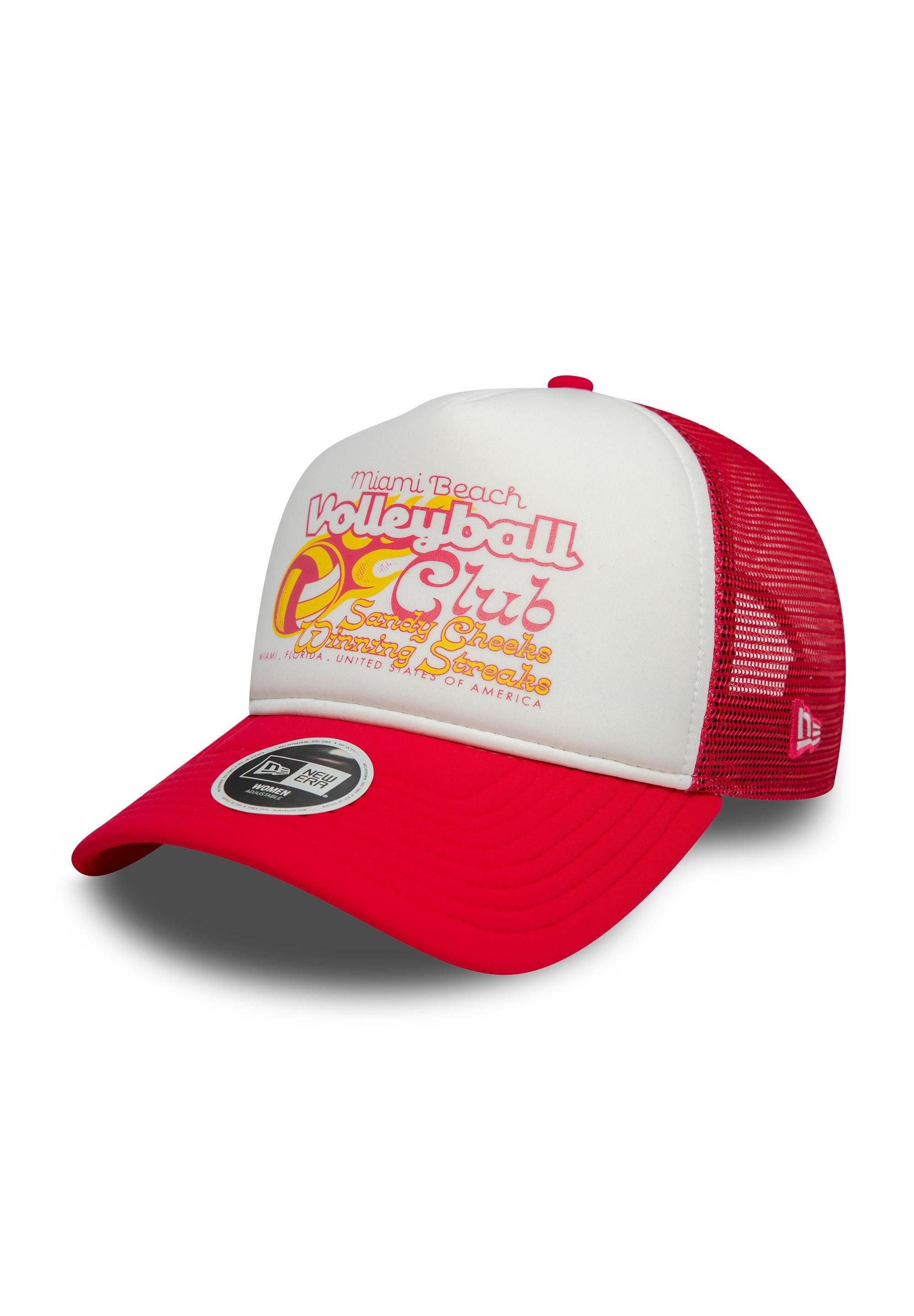 Baseball Cap Miami Beach Volleyball Club Womens Foam Trucker Pink Weiß Verstellbare