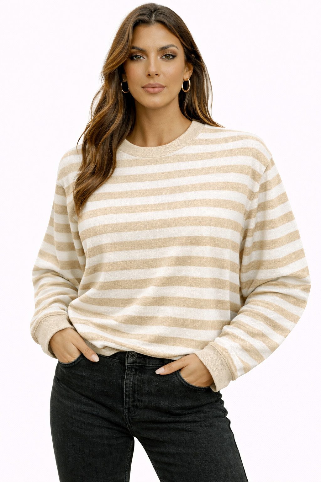 Worldclassca Longsleeve WORLDCLASSCA Longsleeve Streifen Langarm Shirt Sweatshirt Gestreift Neue Kollektion - Stilvolle und gemütliche Mode für Damen